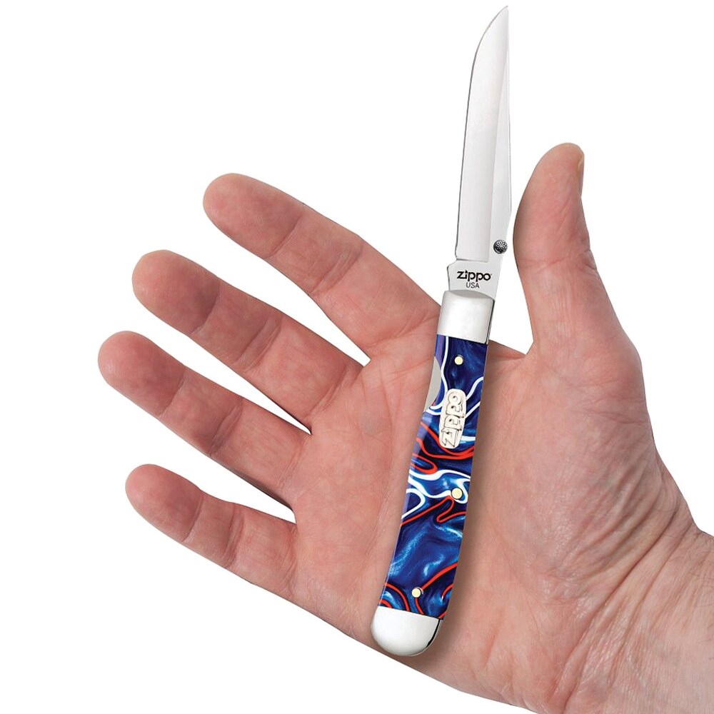 Nóż składany Zippo Trapperlock - Red/White/Blue Kirinite