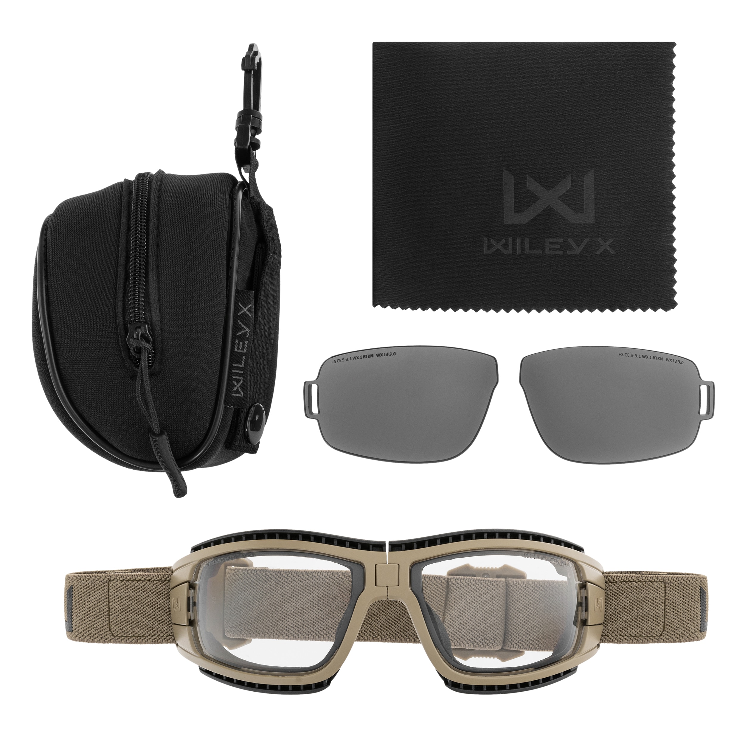 Gogle taktyczne Wiley X Lynx Clear/Grey - Tan