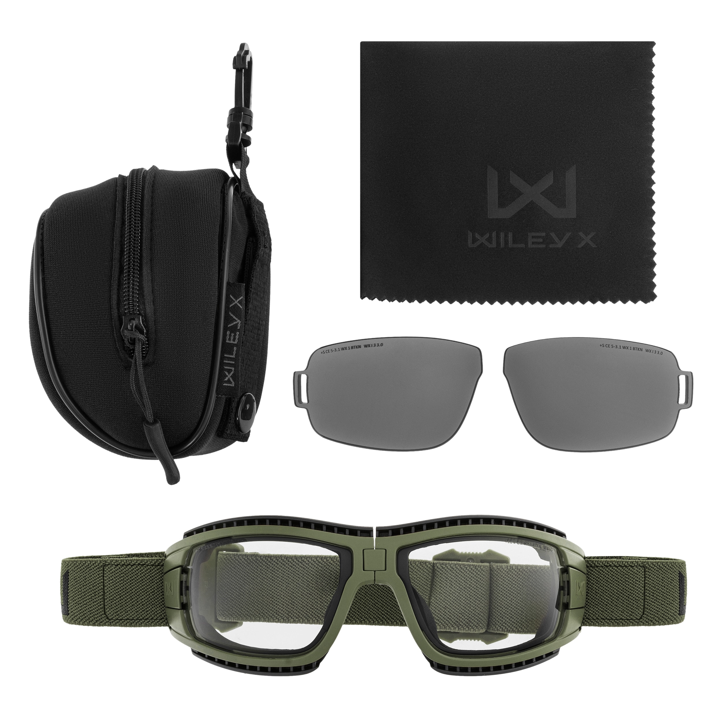 Gogle taktyczne Wiley X Lynx Clear/Grey - Green