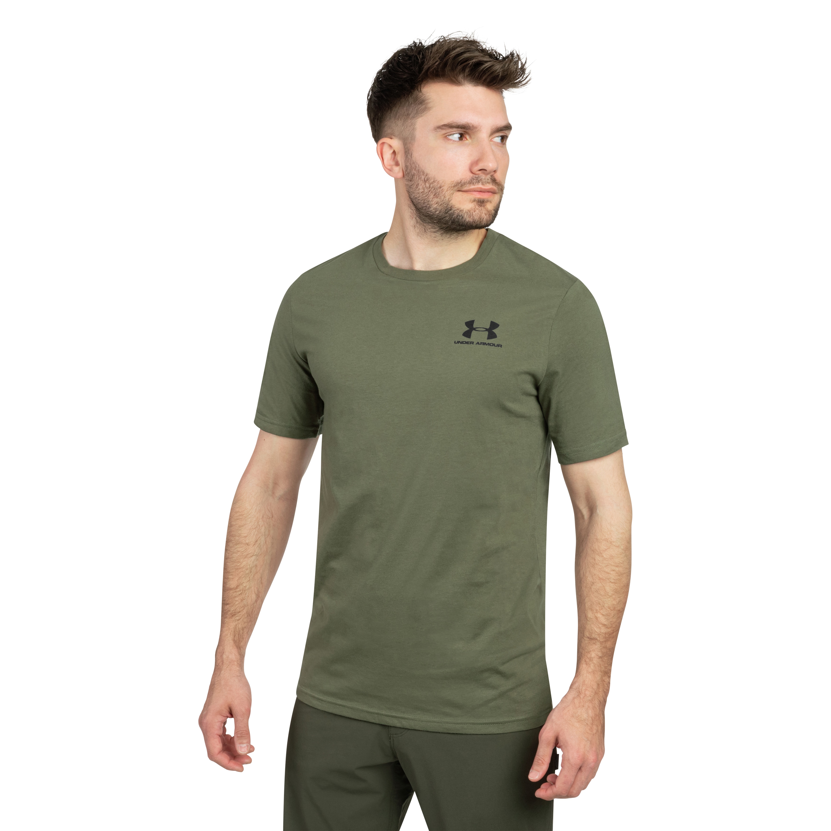 Koszulka T-shirt Under Armour Left Chest Logo - Marine OD Green/Black
