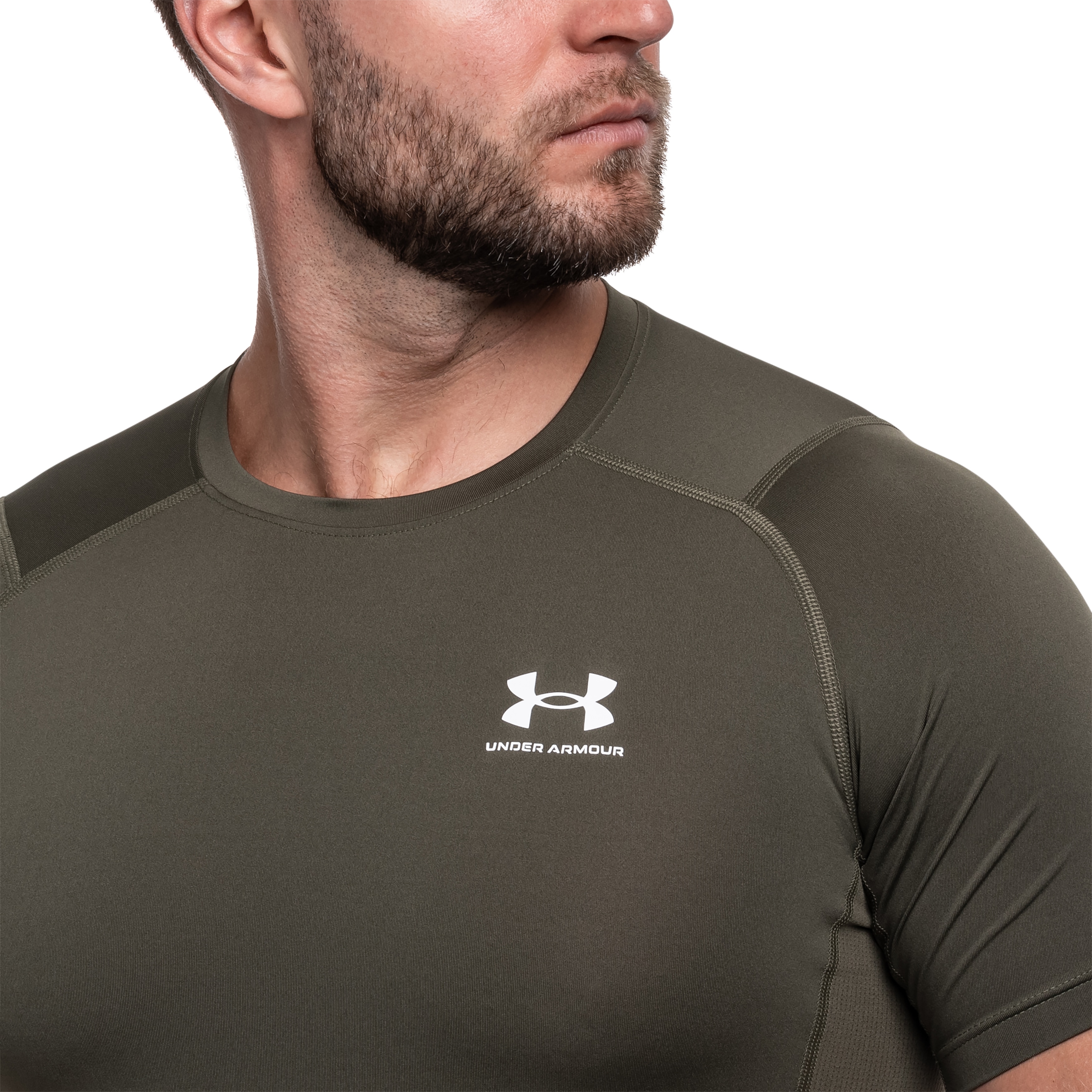 Термоактивна футболка Under Armour Compressed HeatGear - Marine OD Green/White