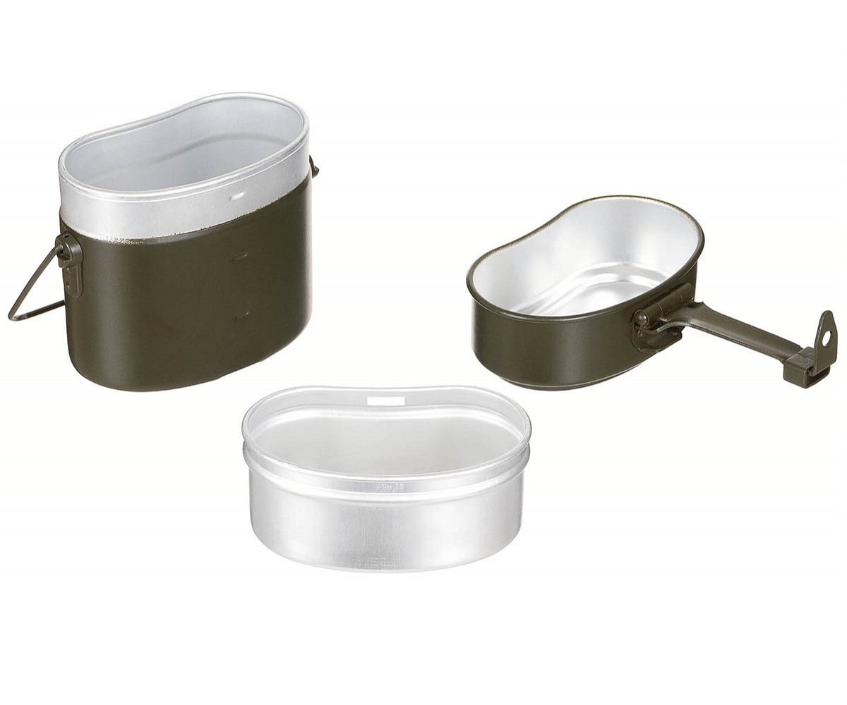 Menażka aluminiowa Armii Niemieckiej typu BW 3-częściowa Olive - stan jak nowy - Demobil