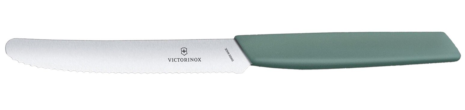 Nóż kuchenny Victorinox Swiss Modern Sage 11 cm - ząbkowany z zaokrąglonym czubkiem