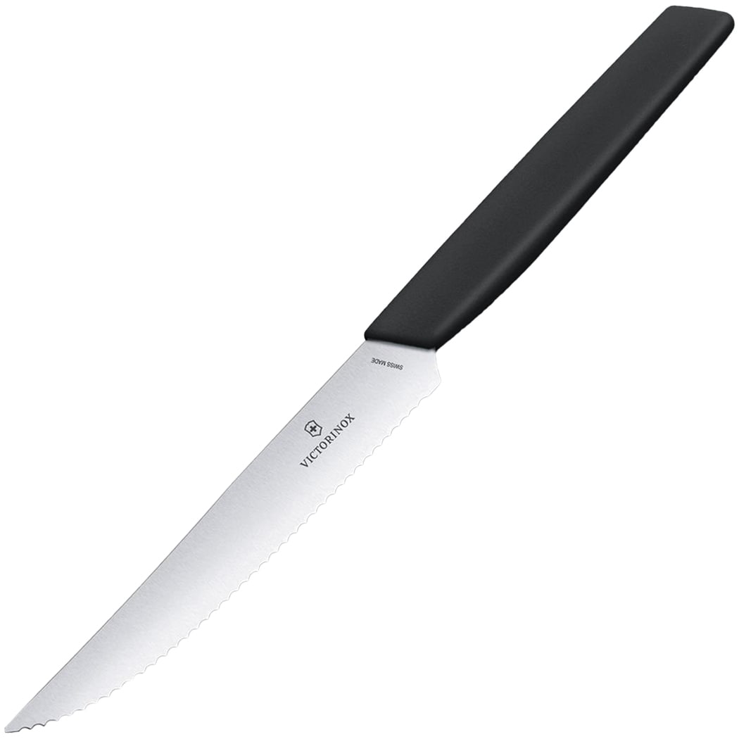 Кухонний ніж Victorinox Swiss Modern Black 12 cм - зубчастий з гострим кінчиком