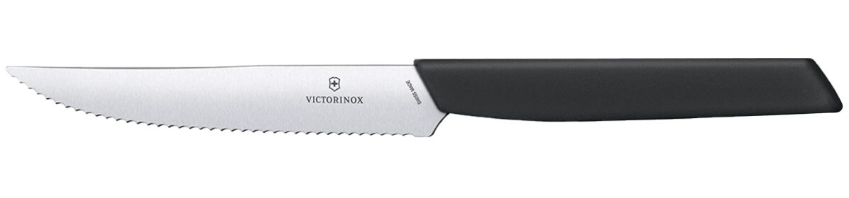 Nóż kuchenny Victorinox Swiss Modern Black 12 cm - ząbkowany z ostrym czubkiem