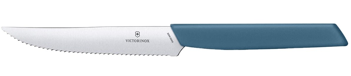 Nóż kuchenny Victorinox Swiss Modern Cornflower Blue 12 cm - ząbkowany z ostrym czubkiem