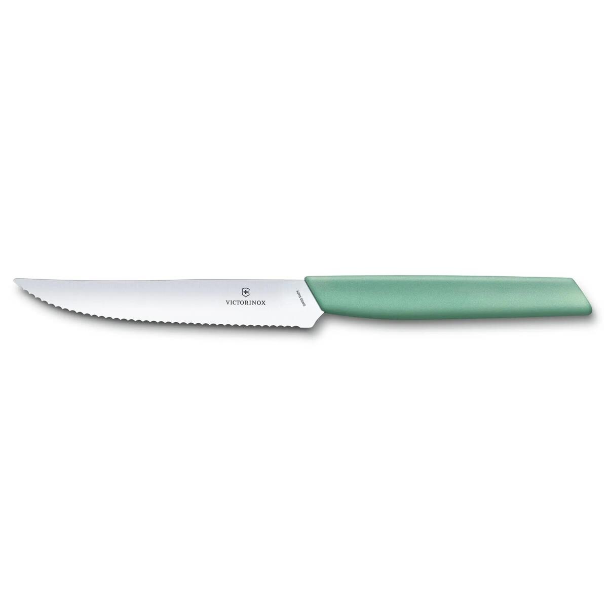 Nóż kuchenny Victorinox Swiss Modern Mint Green 12 cm - ząbkowany z ostrym czubkiem