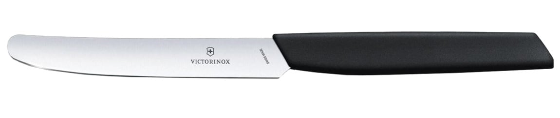 Nóż kuchenny Victorinox Swiss Modern Black 11 cm - gładkie ostrze z zaokrąglonym czubkiem