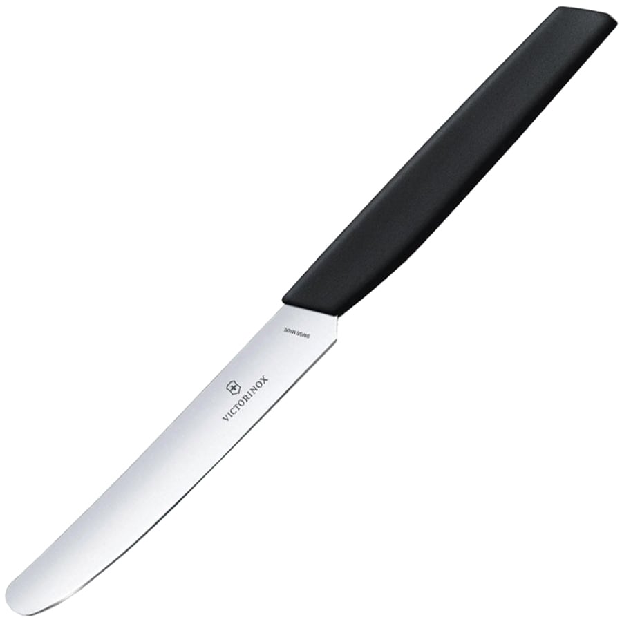 Nóż kuchenny Victorinox Swiss Modern Black 11 cm - gładkie ostrze z zaokrąglonym czubkiem