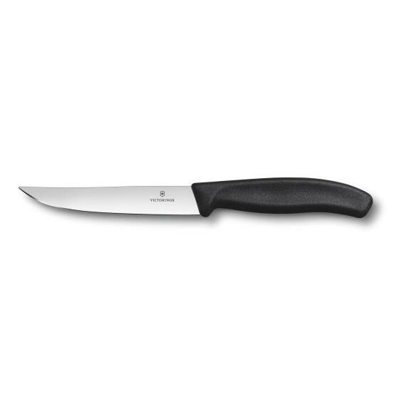 Nóż kuchenny Victorinox Swiss Classic Gourmet Black 12 cm - gładkie ostrze z ostrym czubkiem