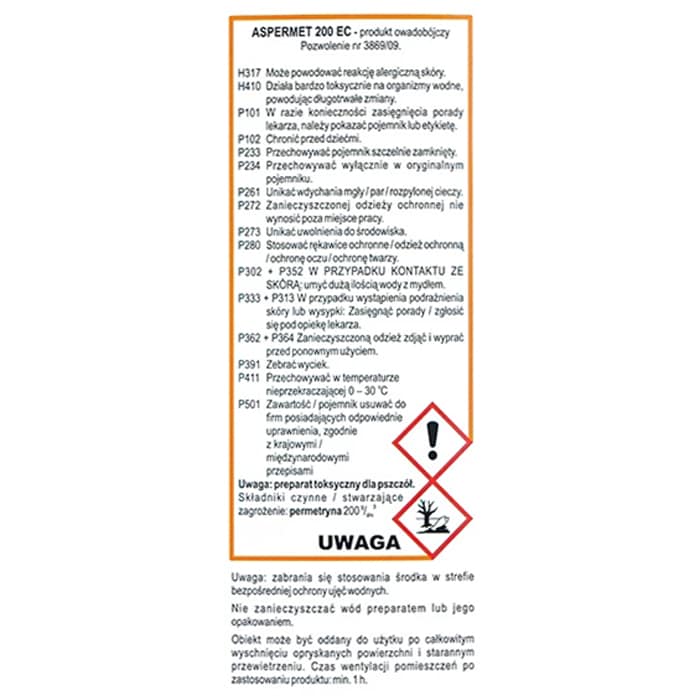 Płyn na komary, kleszcze i muchy Asplant Aspermet 200 EC z permetryną 100 ml