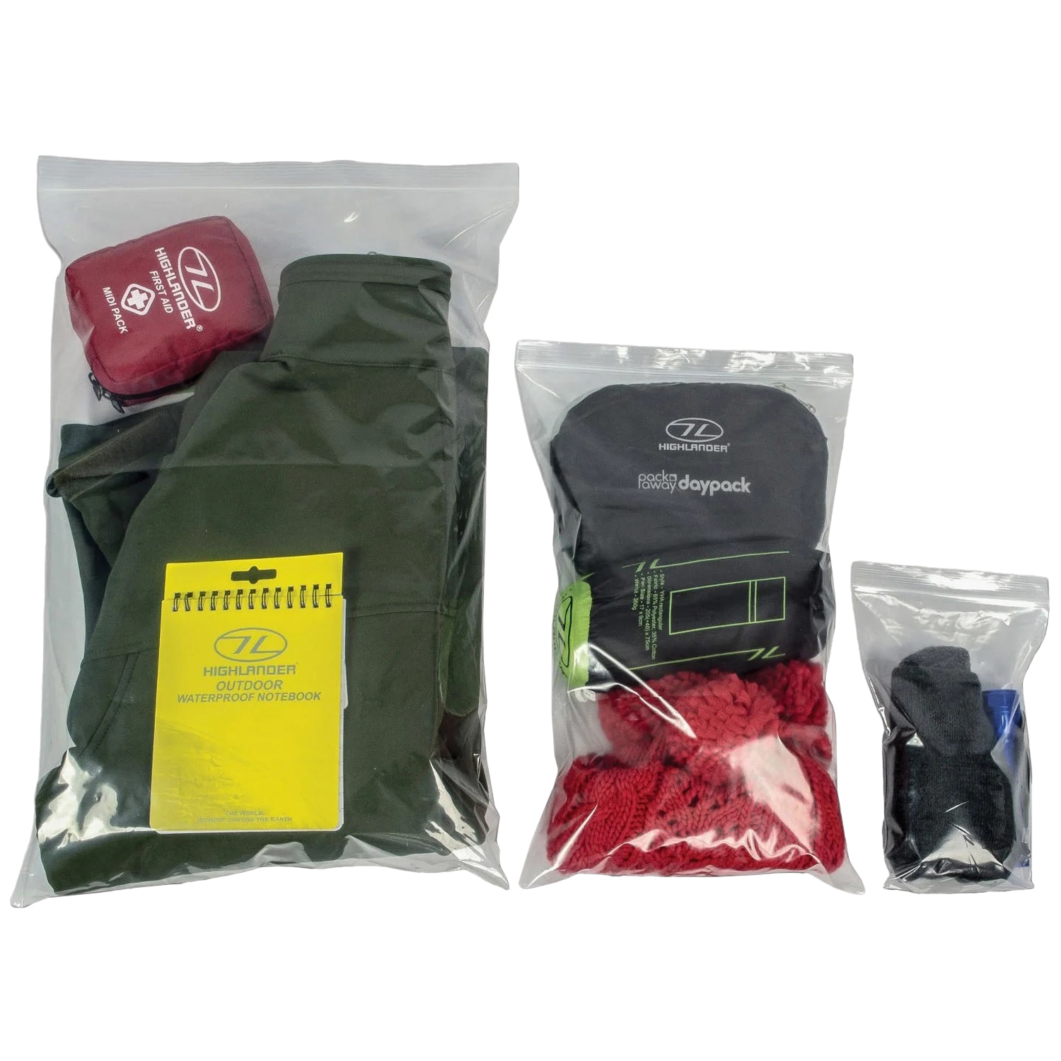 Worki strunowe Highlander Outdoor Self Sealing Bags - 9 szt.