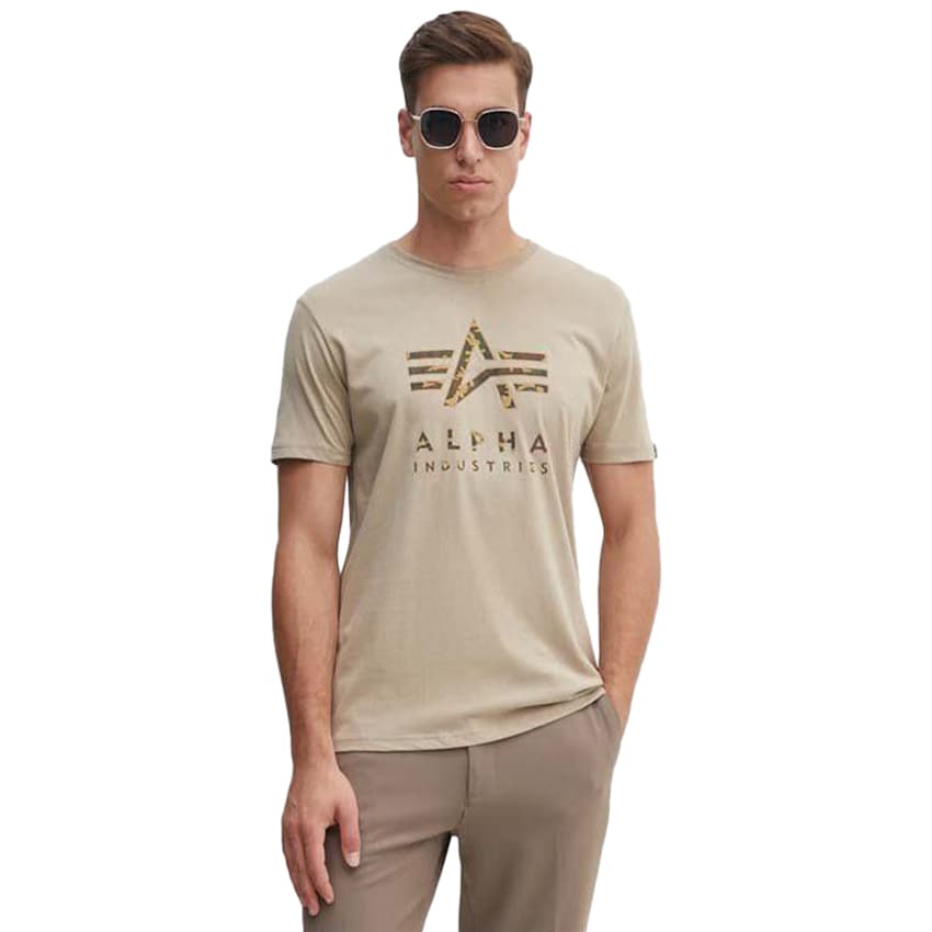 Koszulka Alpha Industries Camo Puff Print - Vintage Sand