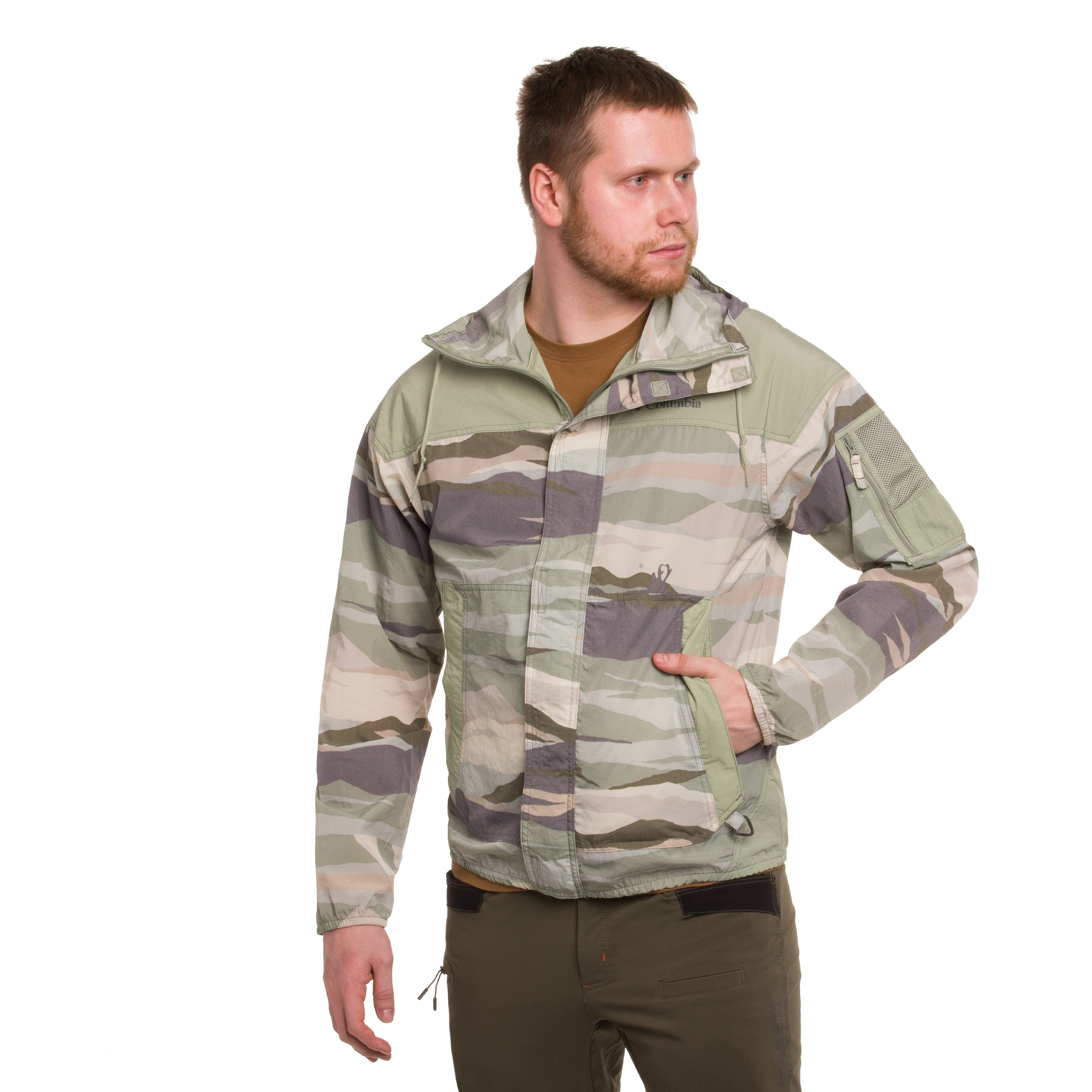 Kurtka Columbia Challenger II Printed Windbreaker - Safari Roque Valley/Safari