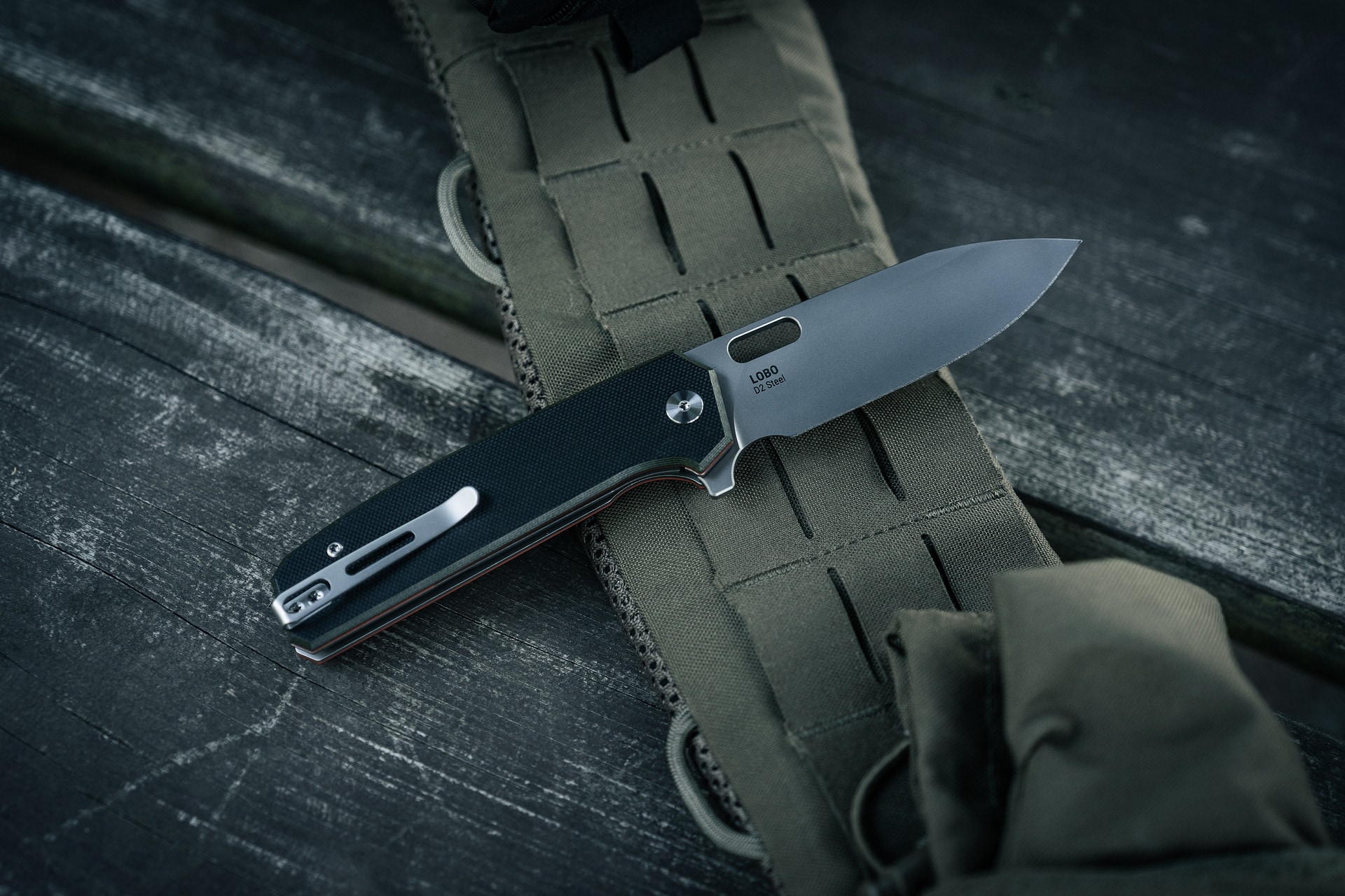 Nóż składany Badger Outdoor D2 Lobo - Black