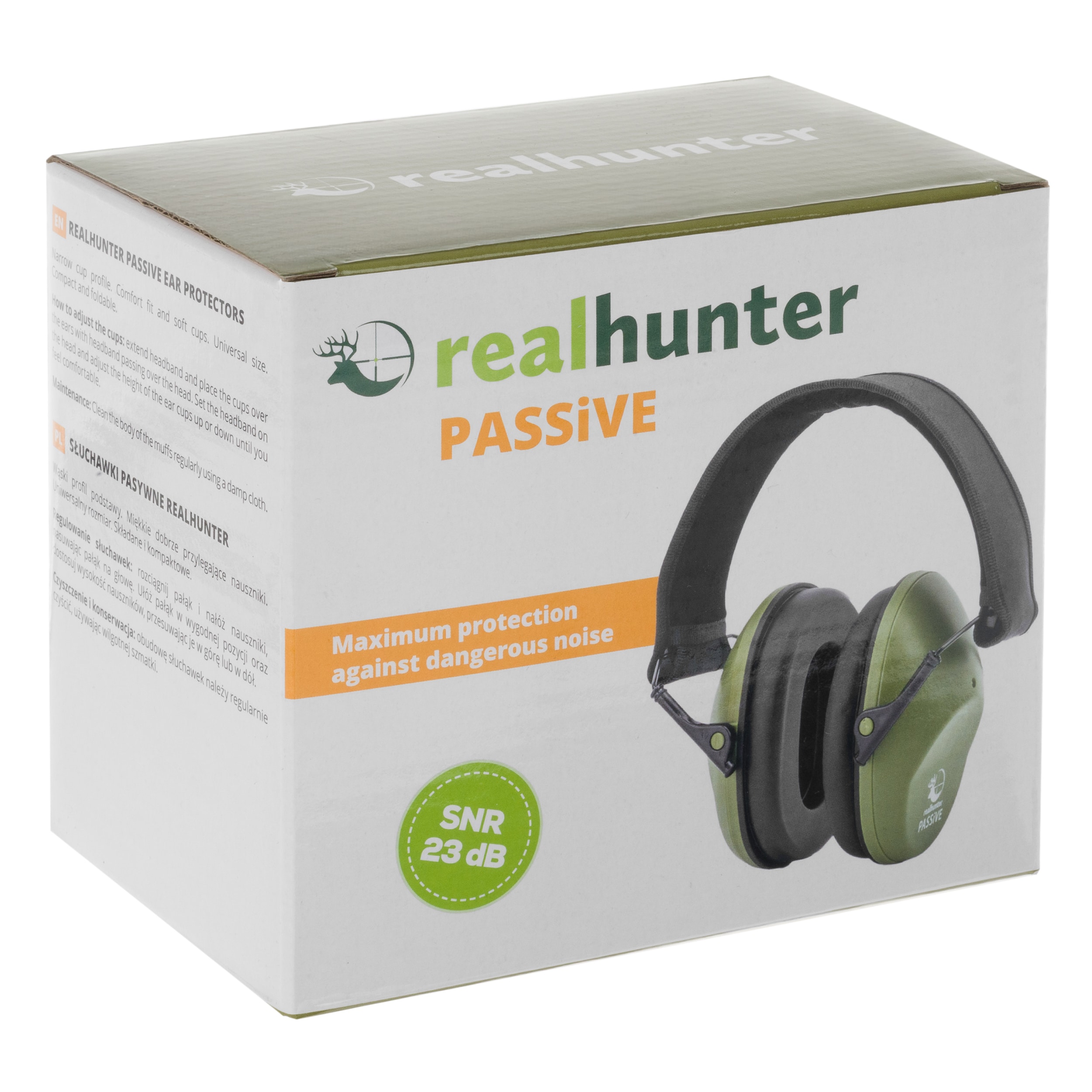 Ochronniki słuchu pasywne RealHunter Passive - Olive