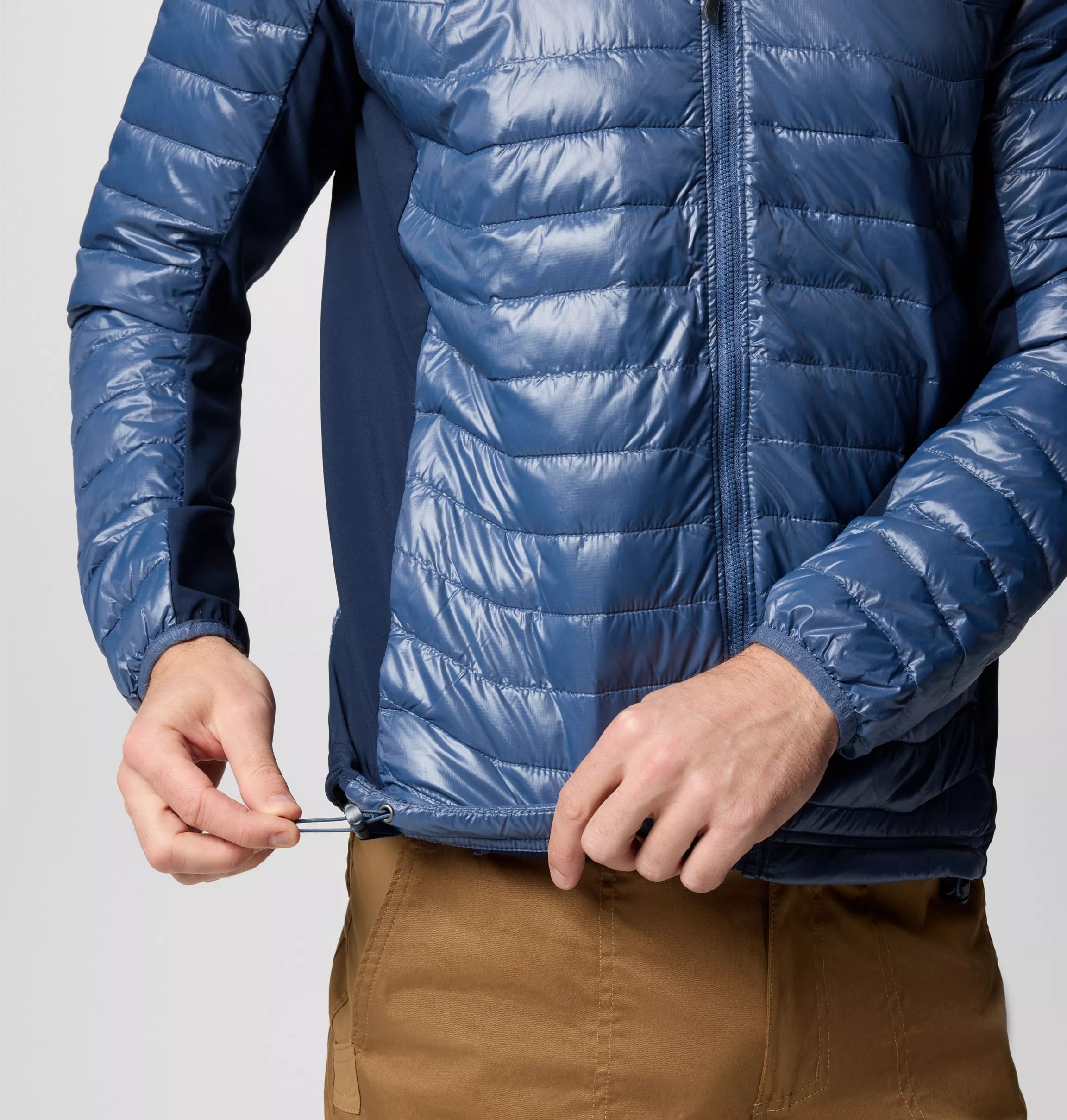 Kurtka Columbia Powder Pass Hooded Hybrid Puffer Jacket - Dark Mountain/Collegiate Navy