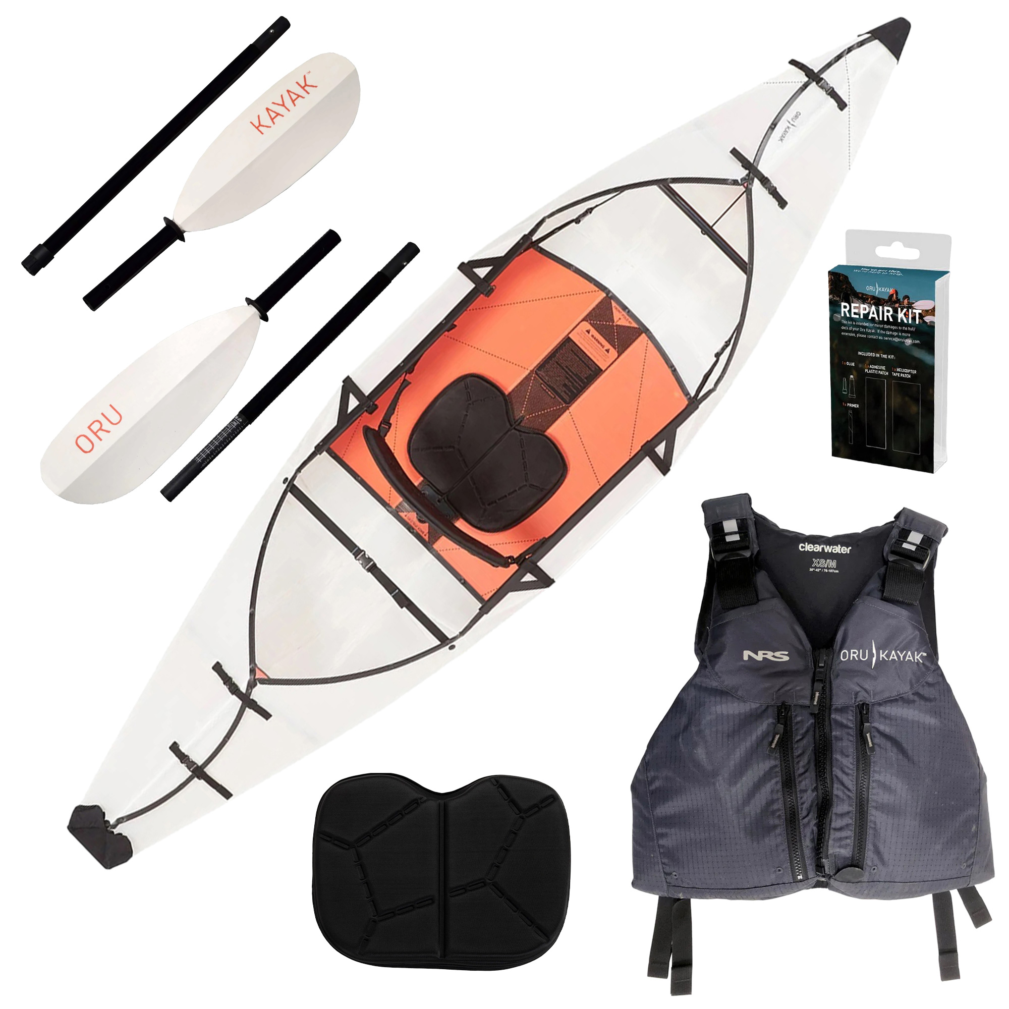 Байдарка Oru Kayak Inlet - White + Рятувальний жилет Oru Kayak PFD + аксесуари - набір