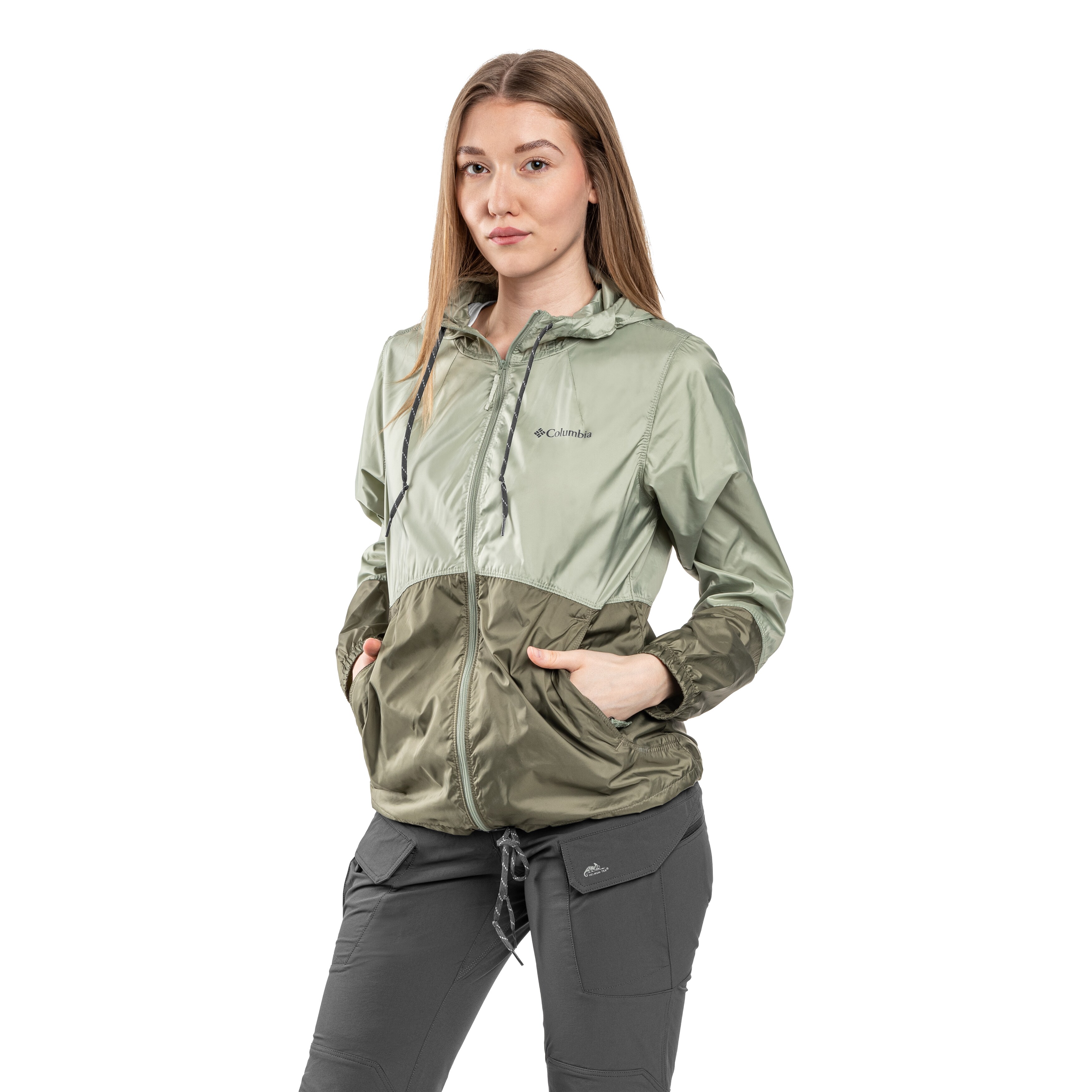 Kurtka damska Columbia Flash Forward II Hooded Windbreaker - Safari/Stone Green
