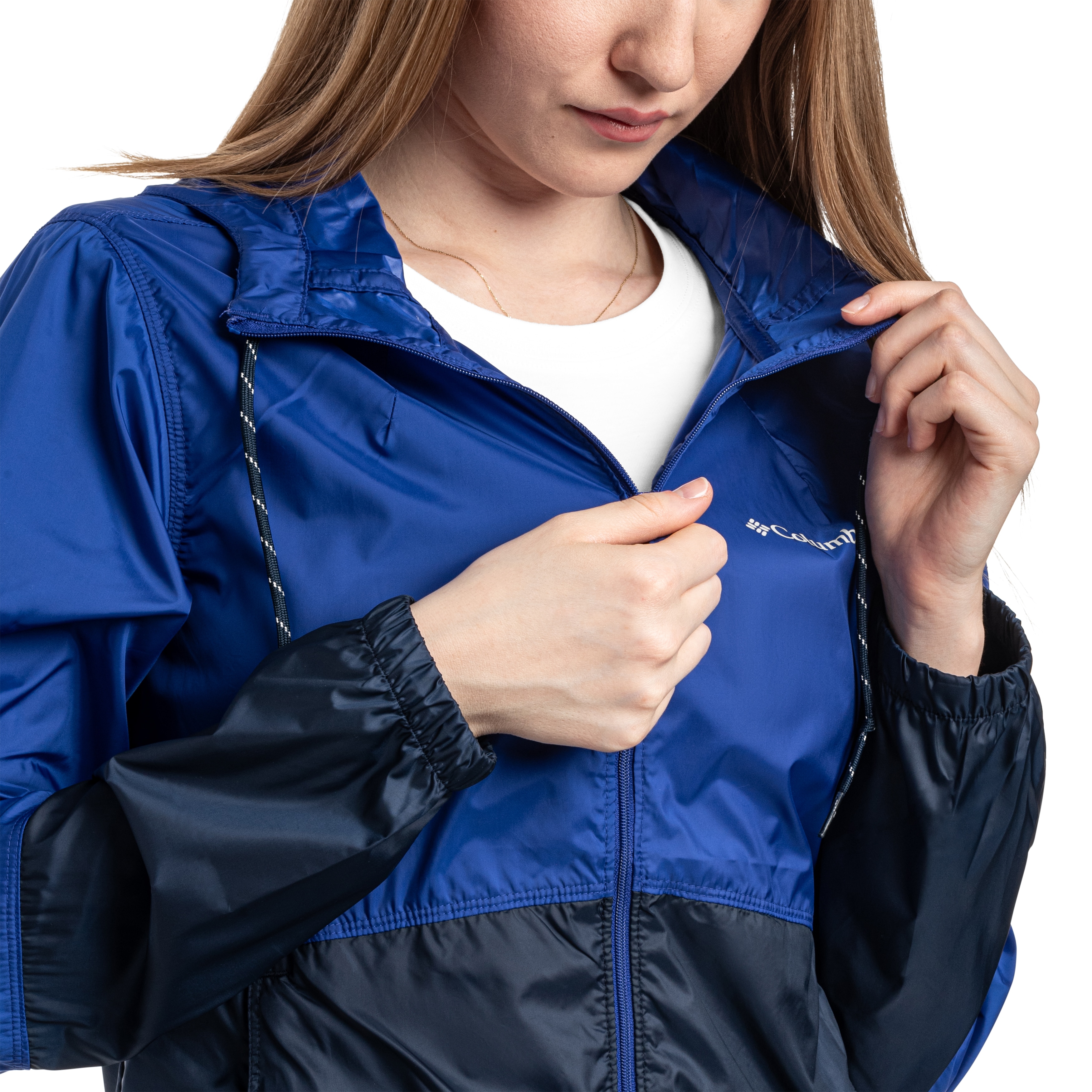 Kurtka damska Columbia Flash Forward II Hooded Windbreaker - Clematis Blue/Collegiate Navy
