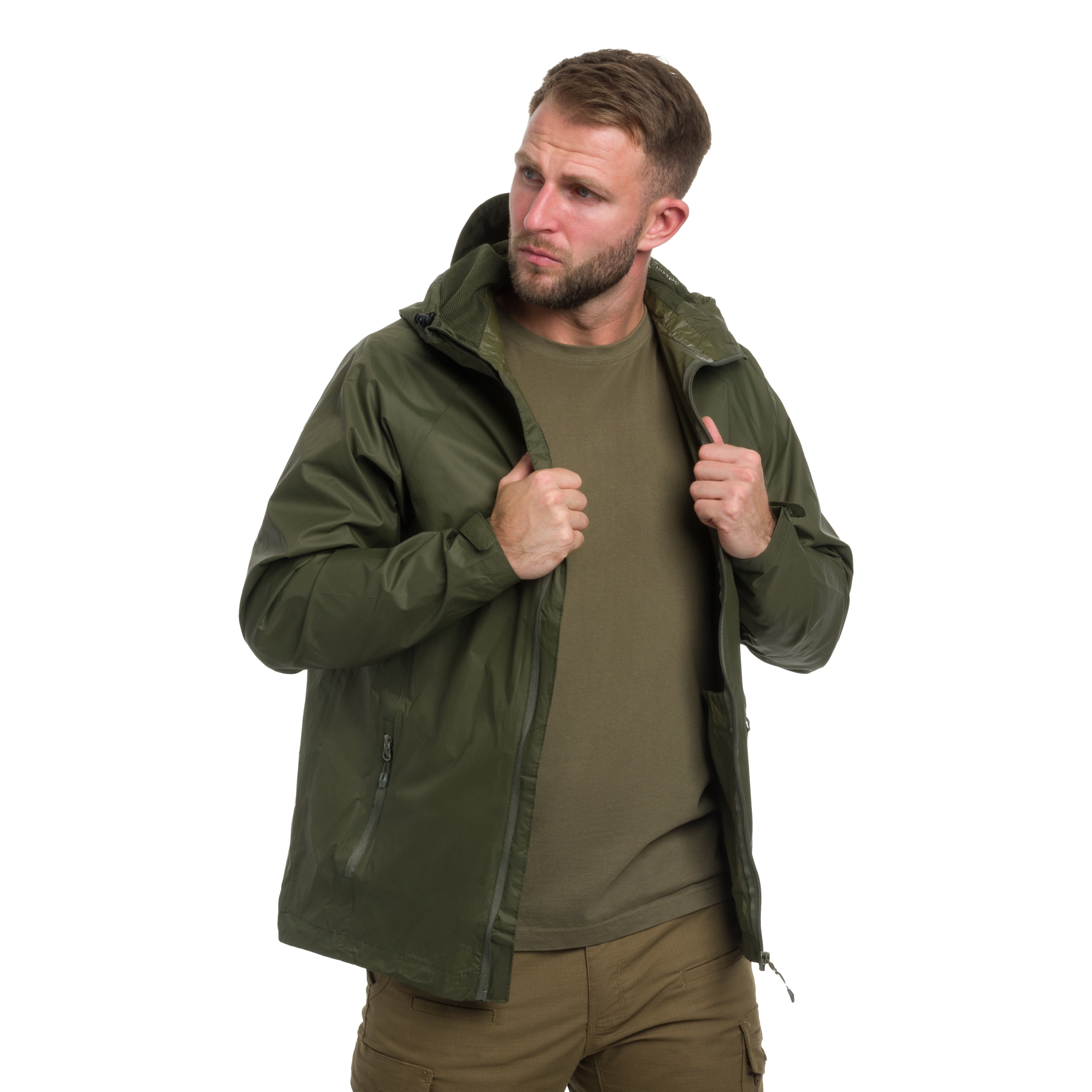 Kurtka Highlander Outdoor Stow & Go Pack Away V2 - Olive Green