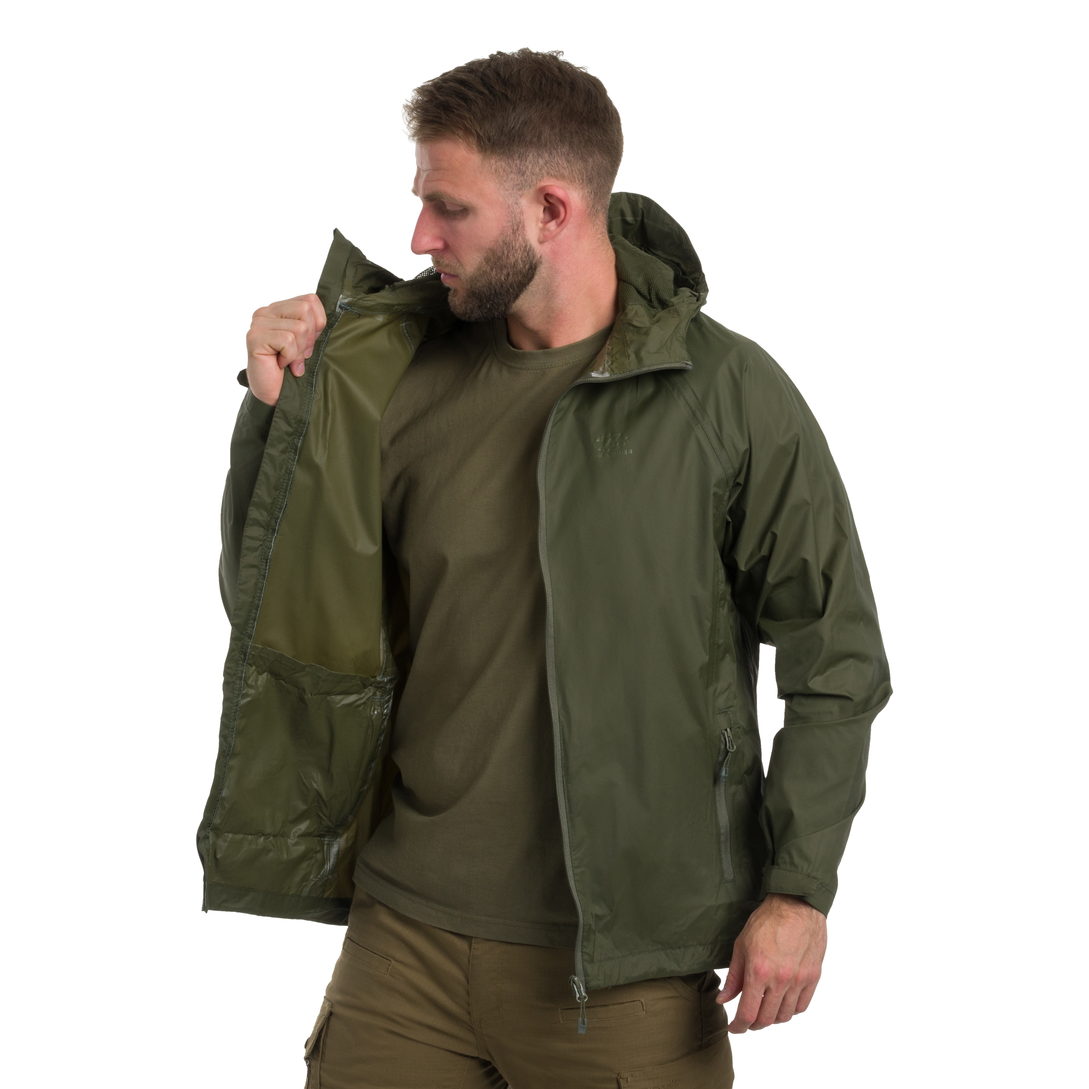 Kurtka Highlander Outdoor Stow & Go Pack Away V2 - Olive Green