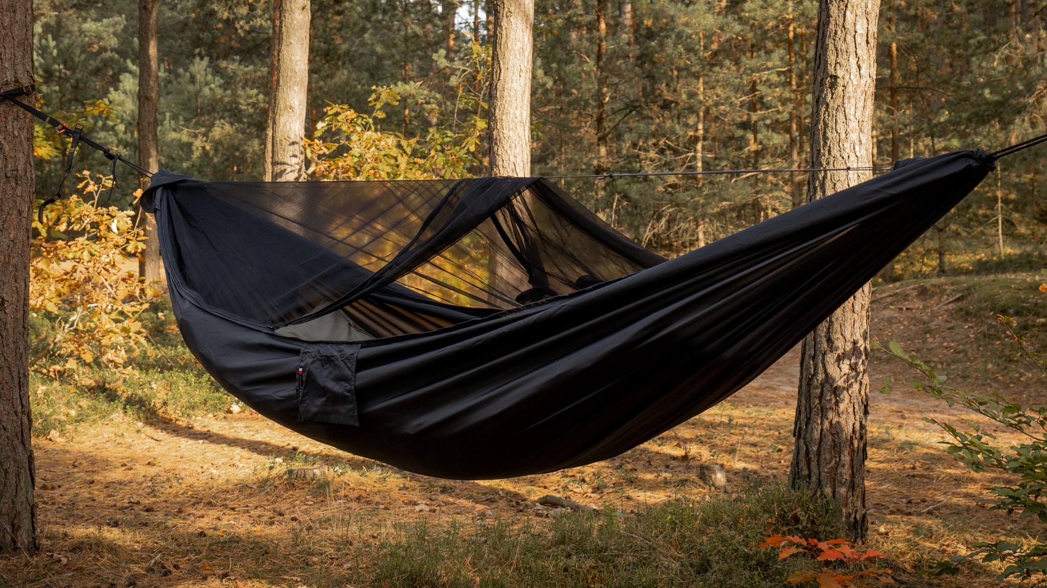 Hamak ultralekki TigerWood Ważka V2 Long Pocket Black - z moskitierą