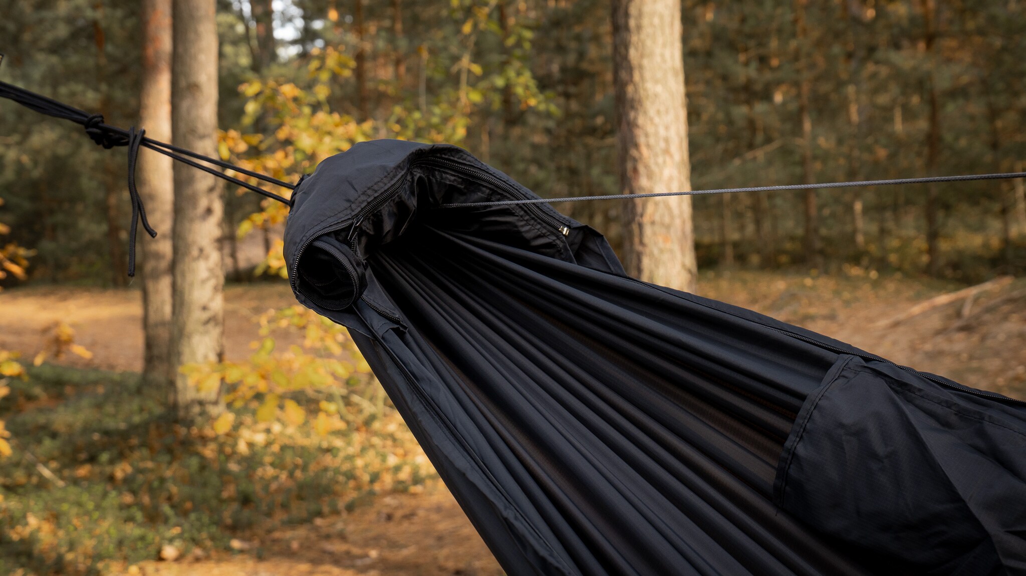 Hamak ultralekki TigerWood Ważka V2 Long Pocket Black - z moskitierą