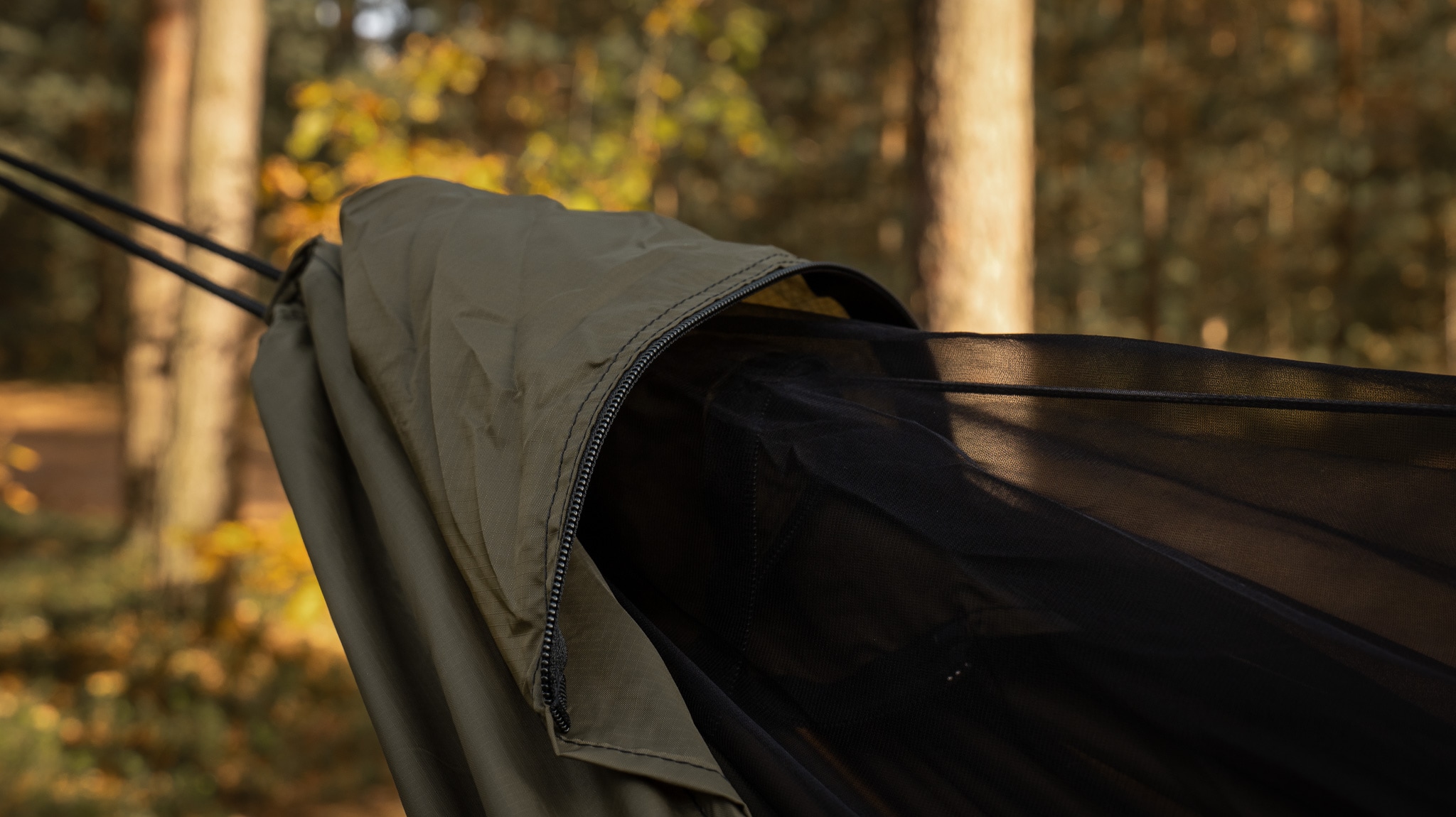 Надлегкий гамак TigerWood Ważka V2 Long Pocket Khaki - з москітною сіткою