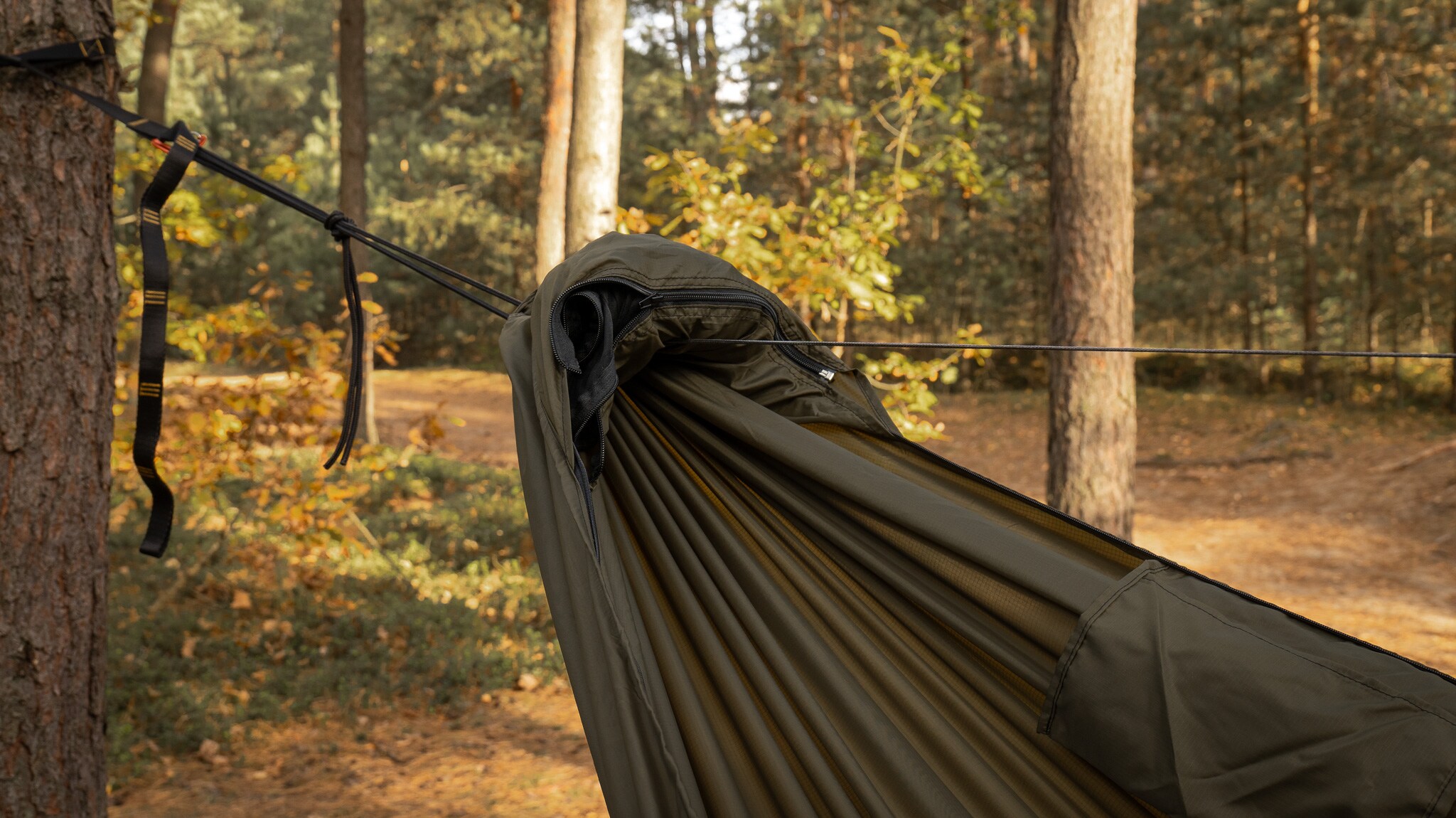 Hamak ultralekki TigerWood Ważka V2 Long Pocket Khaki - z moskitierą