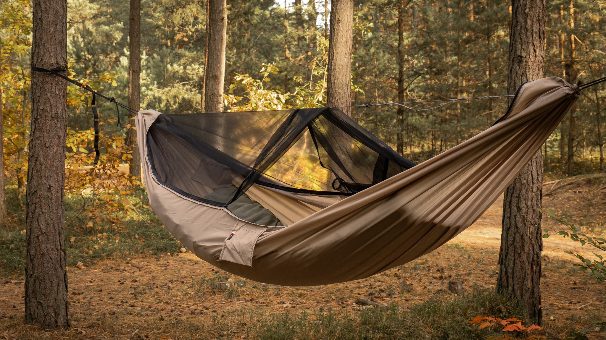 Hamak ultralekki TigerWood Ważka V2 Long Pocket Desert - z moskitierą