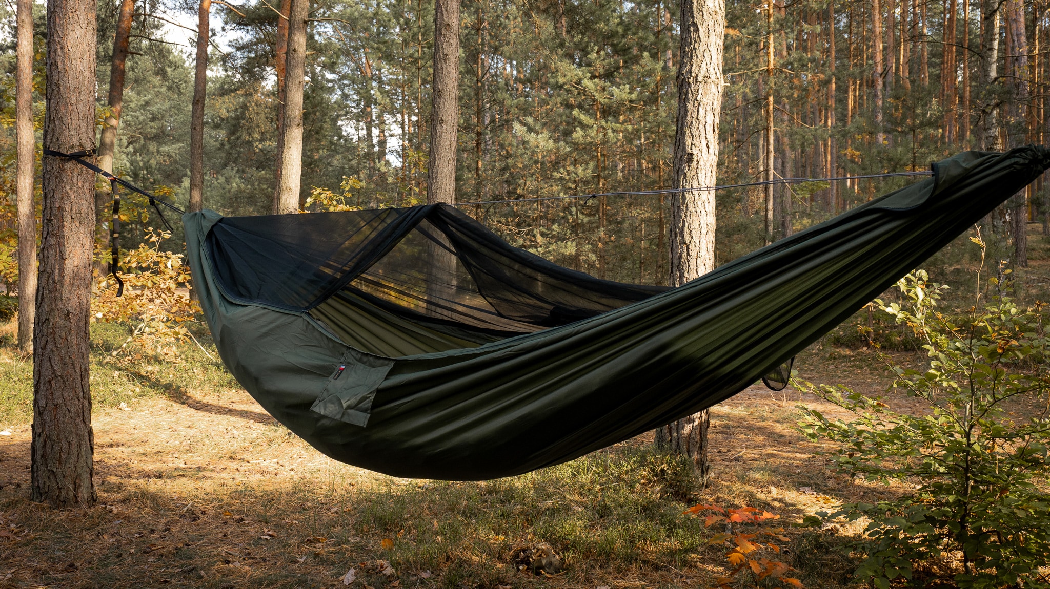 Надлегкий гамак TigerWood Ważka V2 Long Pocket Green - з москітною сіткою