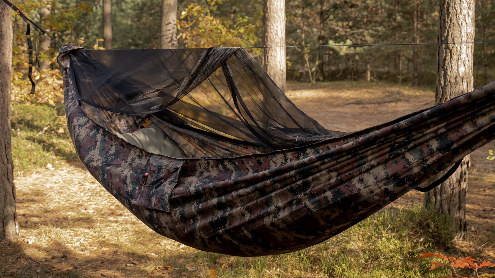 Hamak ultralekki TigerWood Ważka V2 Long Pocket Camo - z moskitierą