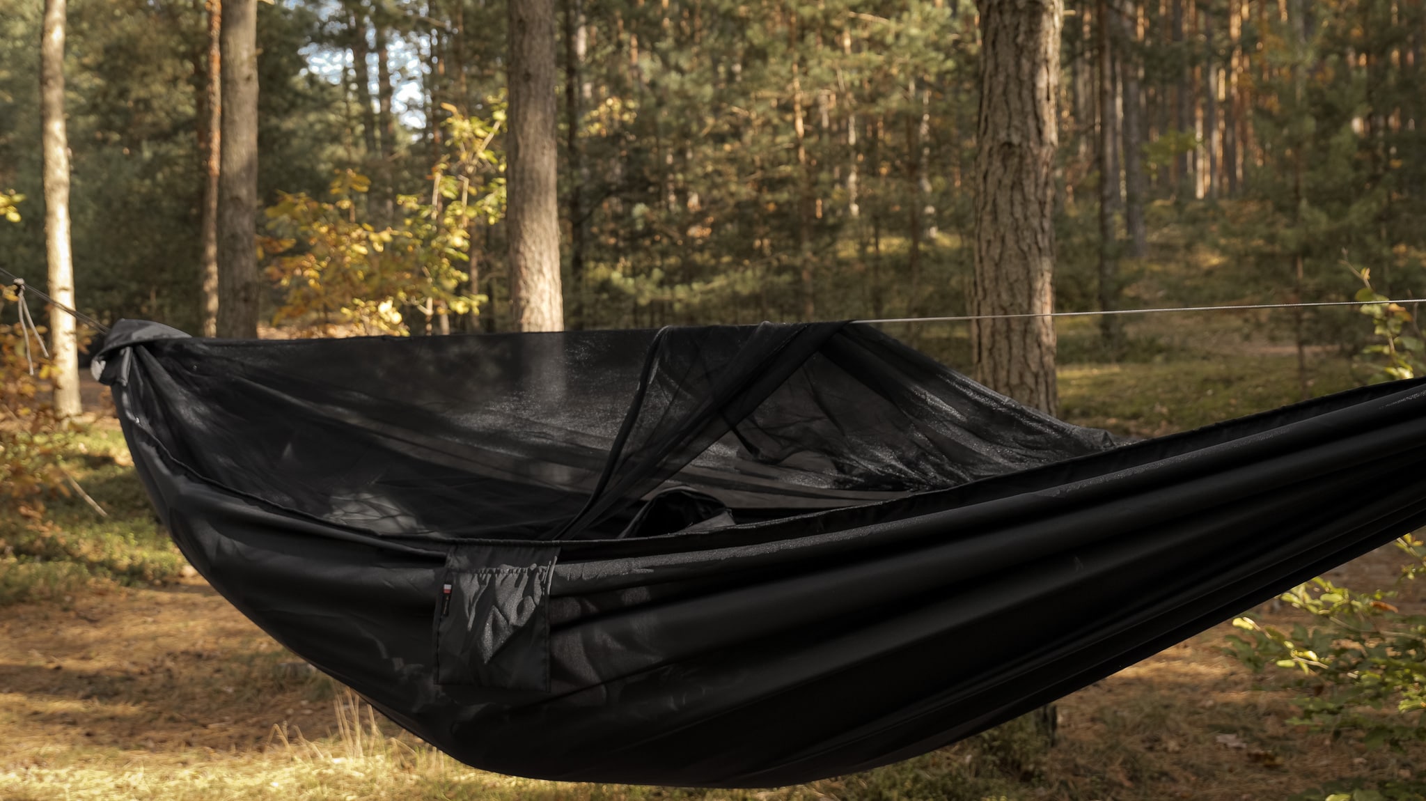 Гамак TigerWood Ważka V1 Long Pocket Black - з москітною сіткою