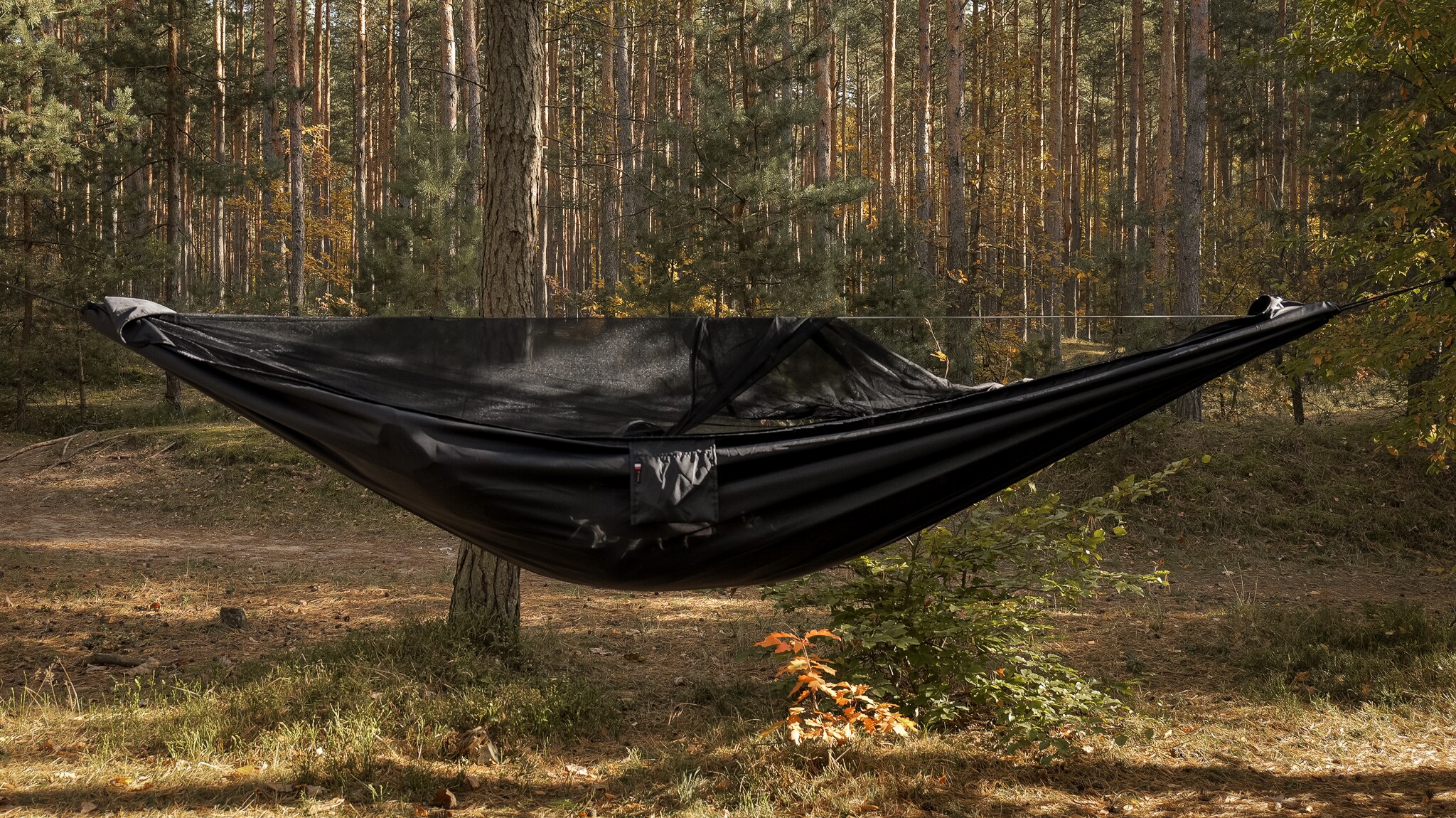 Гамак TigerWood Ważka V1 Long Pocket Black - з москітною сіткою