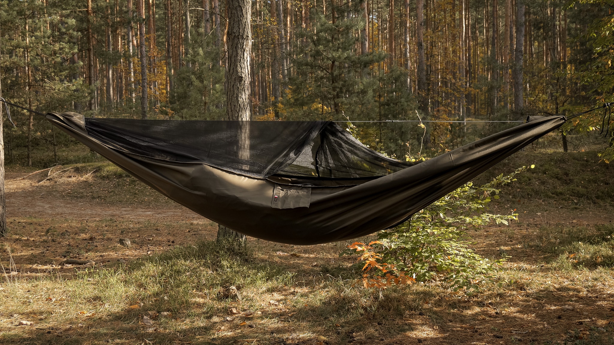 Гамак TigerWood Ważka V1 Long Pocket Khaki - з москітною сіткою