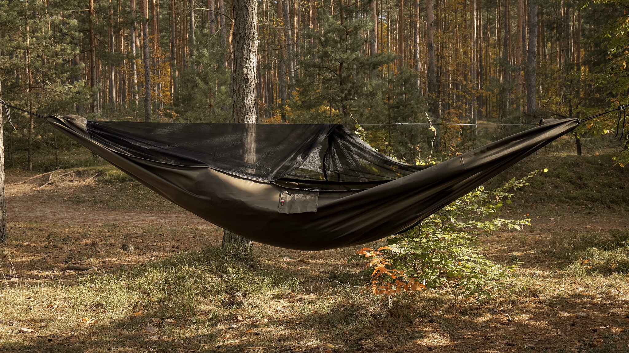 Hamak TigerWood Ważka V1 Long Pocket Khaki - z moskitierą