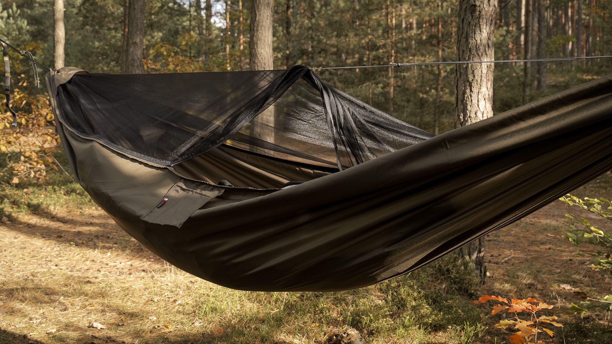 Hamak TigerWood Ważka V1 Long Pocket Khaki - z moskitierą