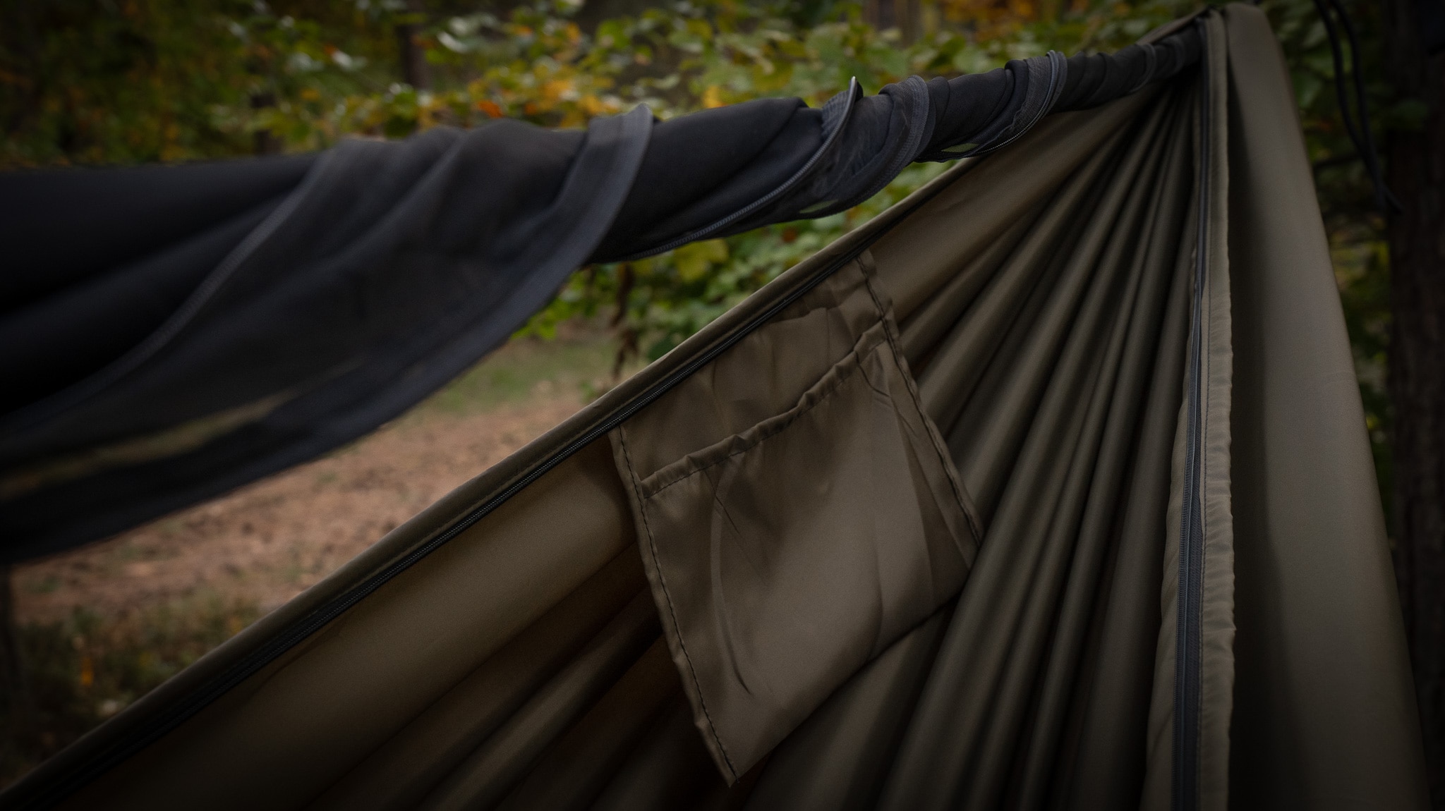 Hamak ultralekki TigerWood Ważka V2 Long Double Zip Khaki - z moskitierą