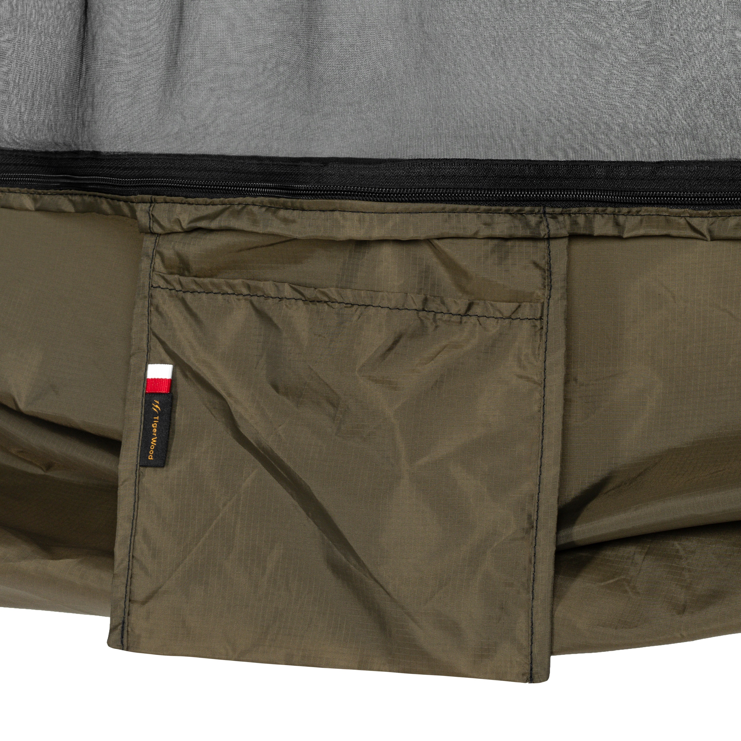 Hamak ultralekki TigerWood Ważka V2 Long Double Zip Khaki - z moskitierą