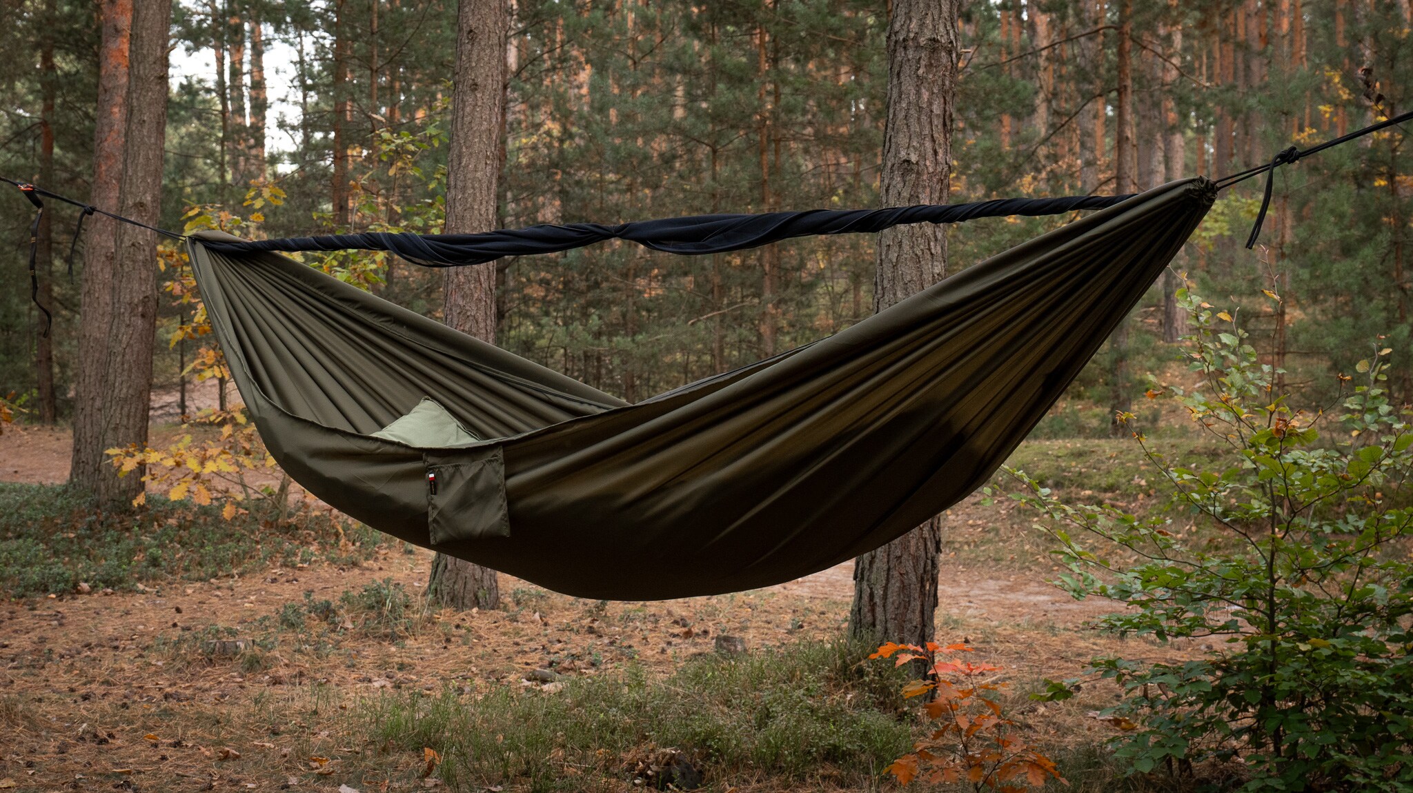 Надлегкий гамак TigerWood Ważka V2 Long Double Zip Khaki - з москітною сіткою