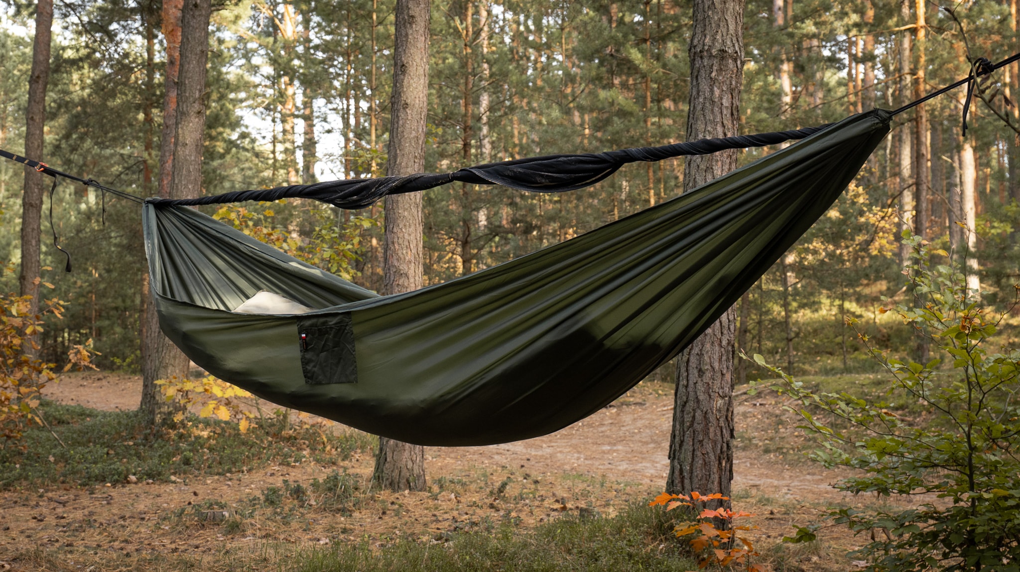 Hamak ultralekki TigerWood Ważka V2 Long Double Zip Green - z moskitierą