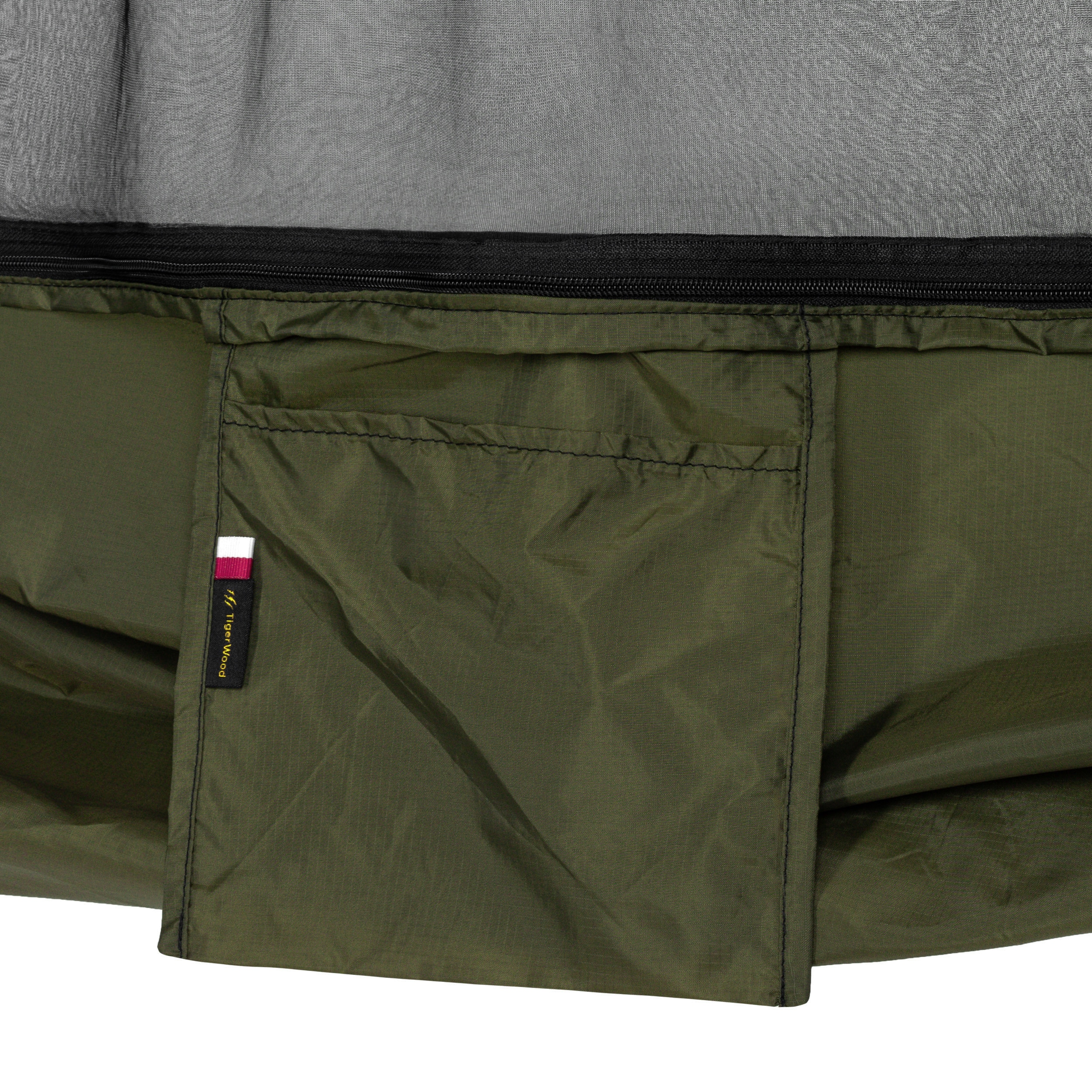 Hamak ultralekki TigerWood Ważka V2 Long Double Zip Green - z moskitierą