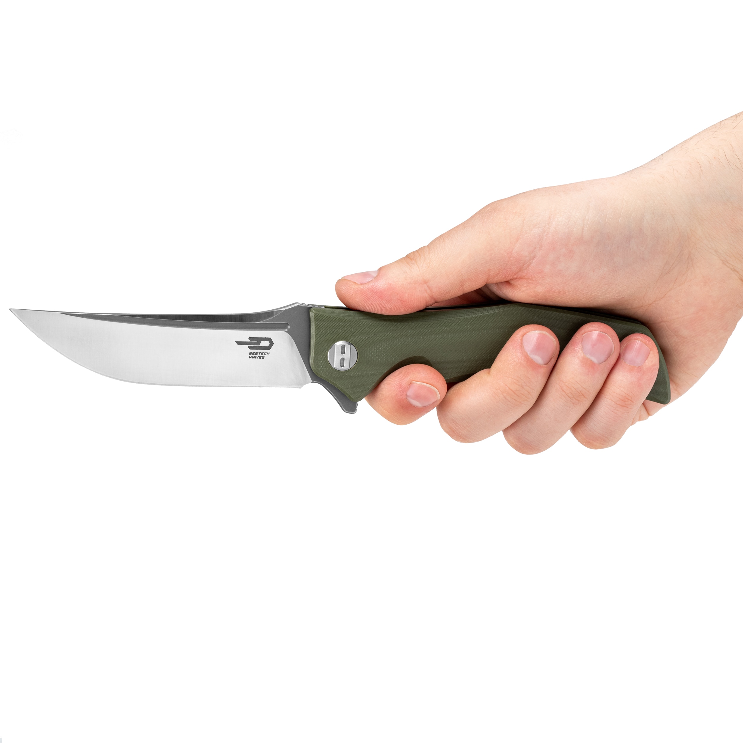 Bestech Knives Scimitar Folding Knife - Green/Gray Satin