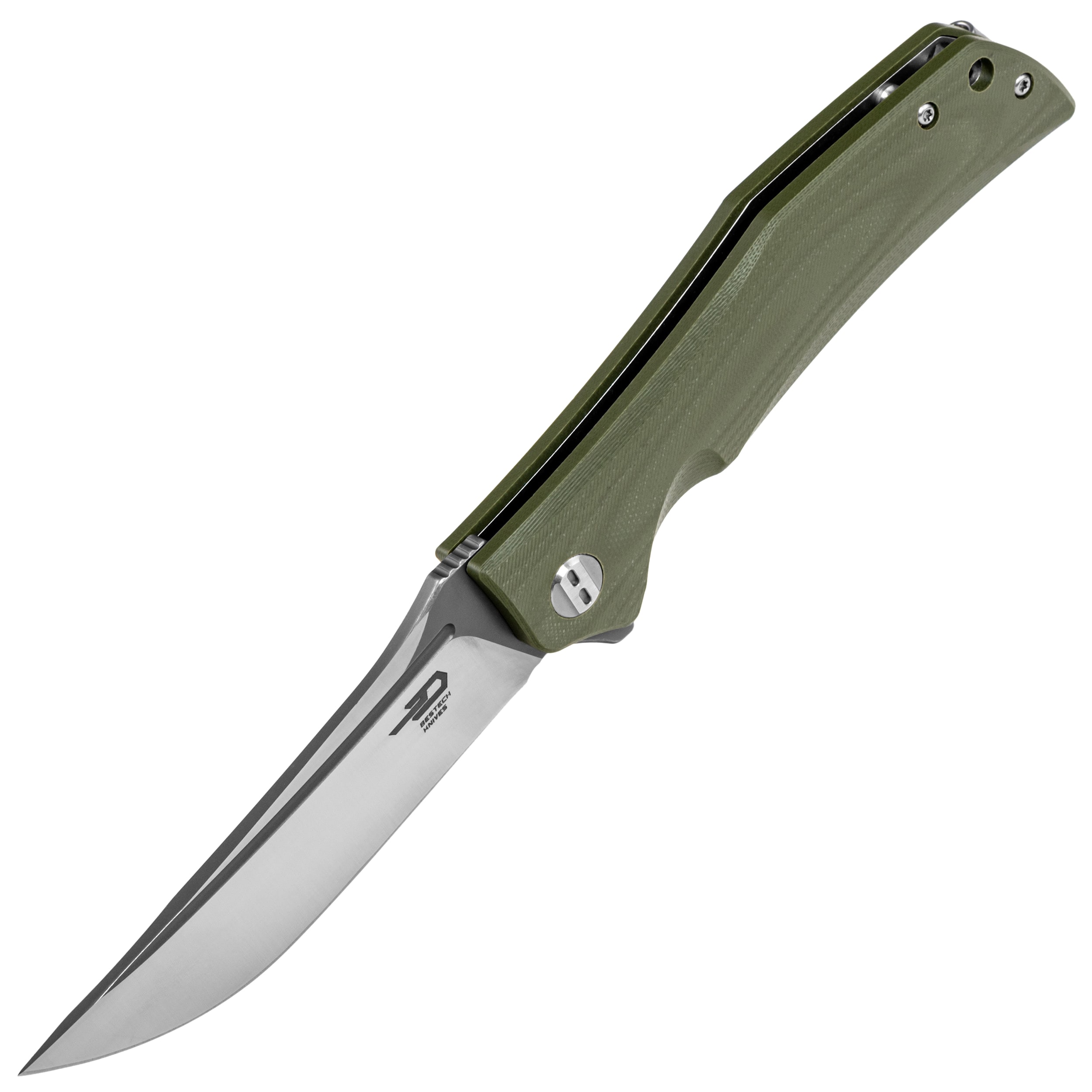 Bestech Knives Scimitar Folding Knife - Green/Gray Satin