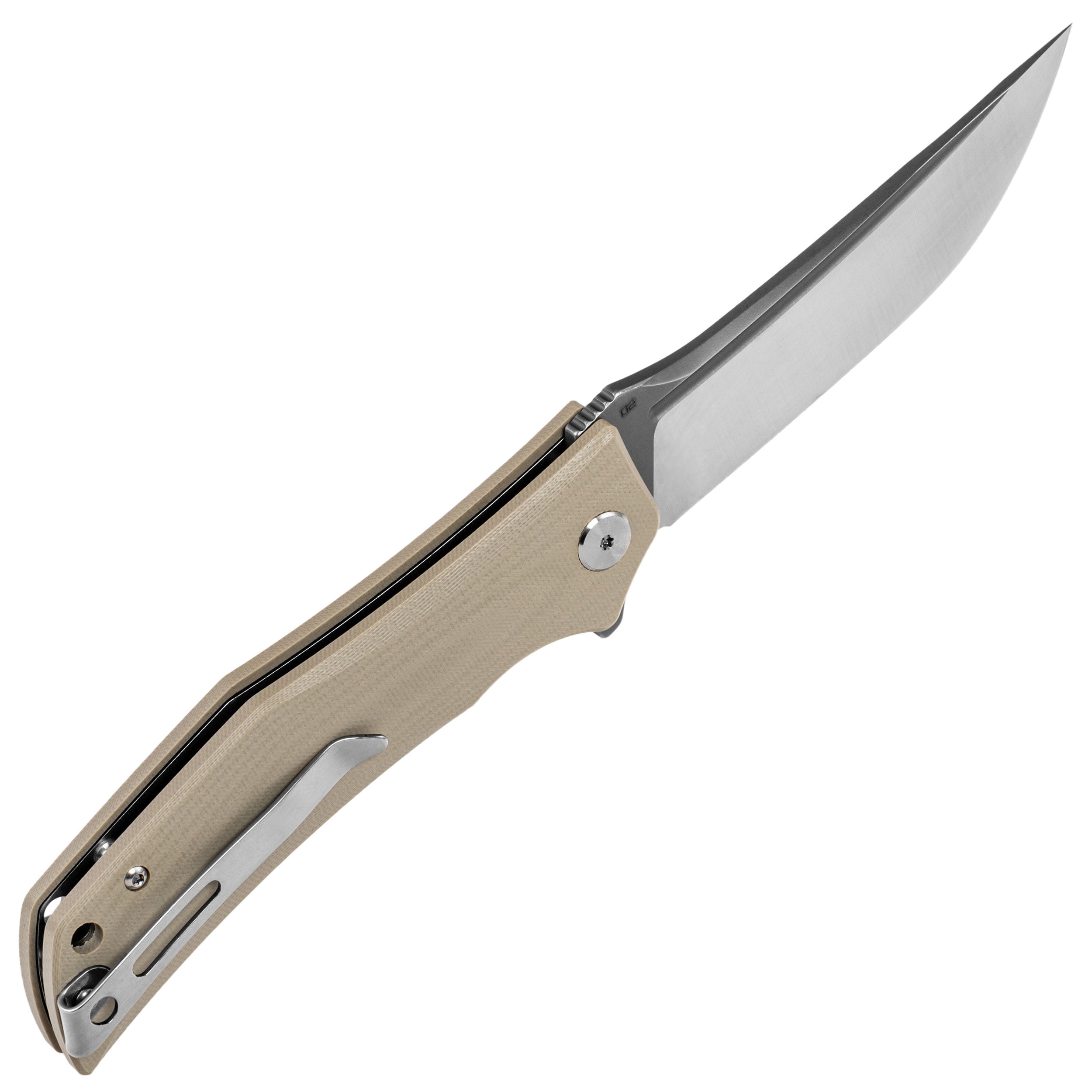 Bestech Knives Scimitar Folding Knife - Beige/Gray Satin