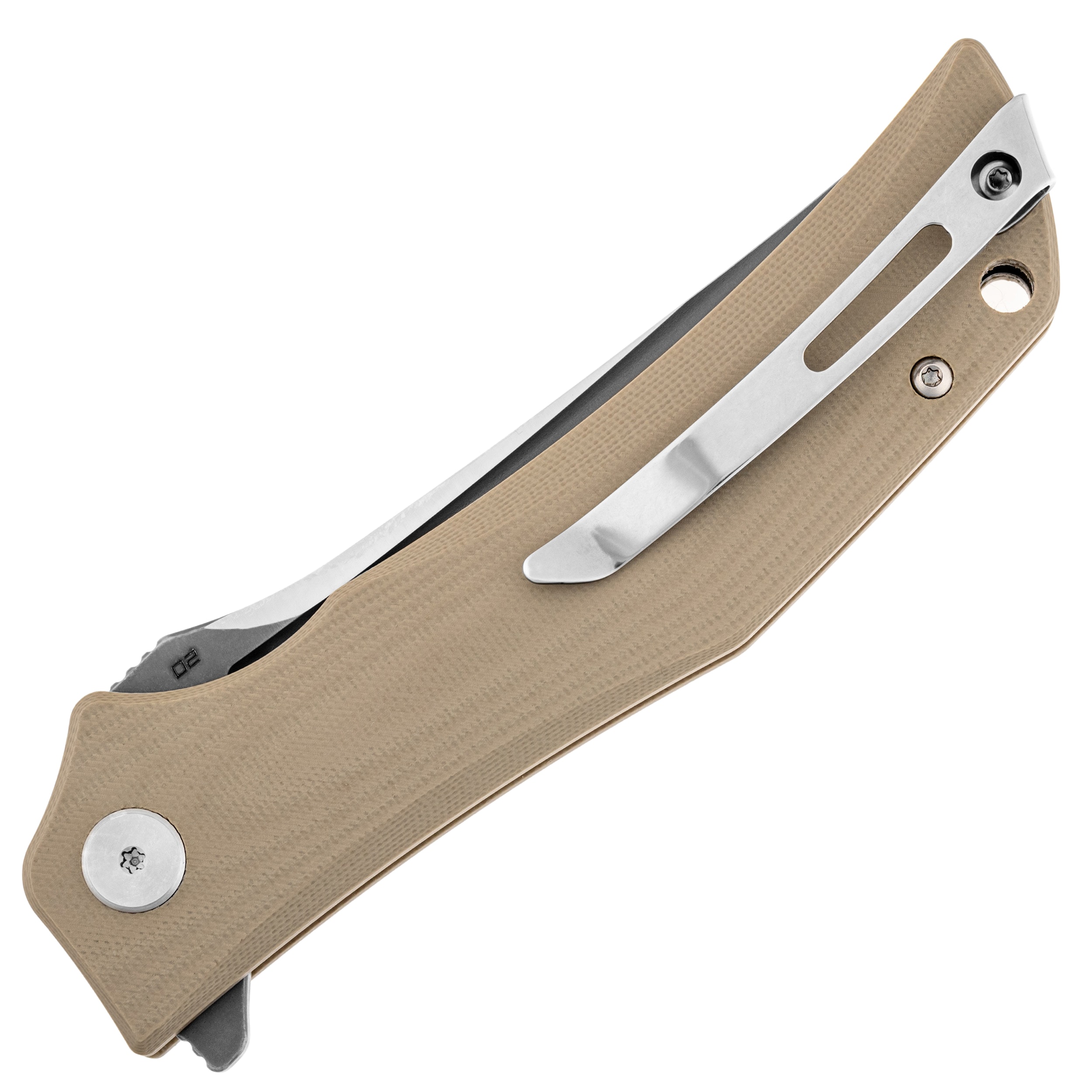 Bestech Knives Scimitar Folding Knife - Beige/Gray Satin