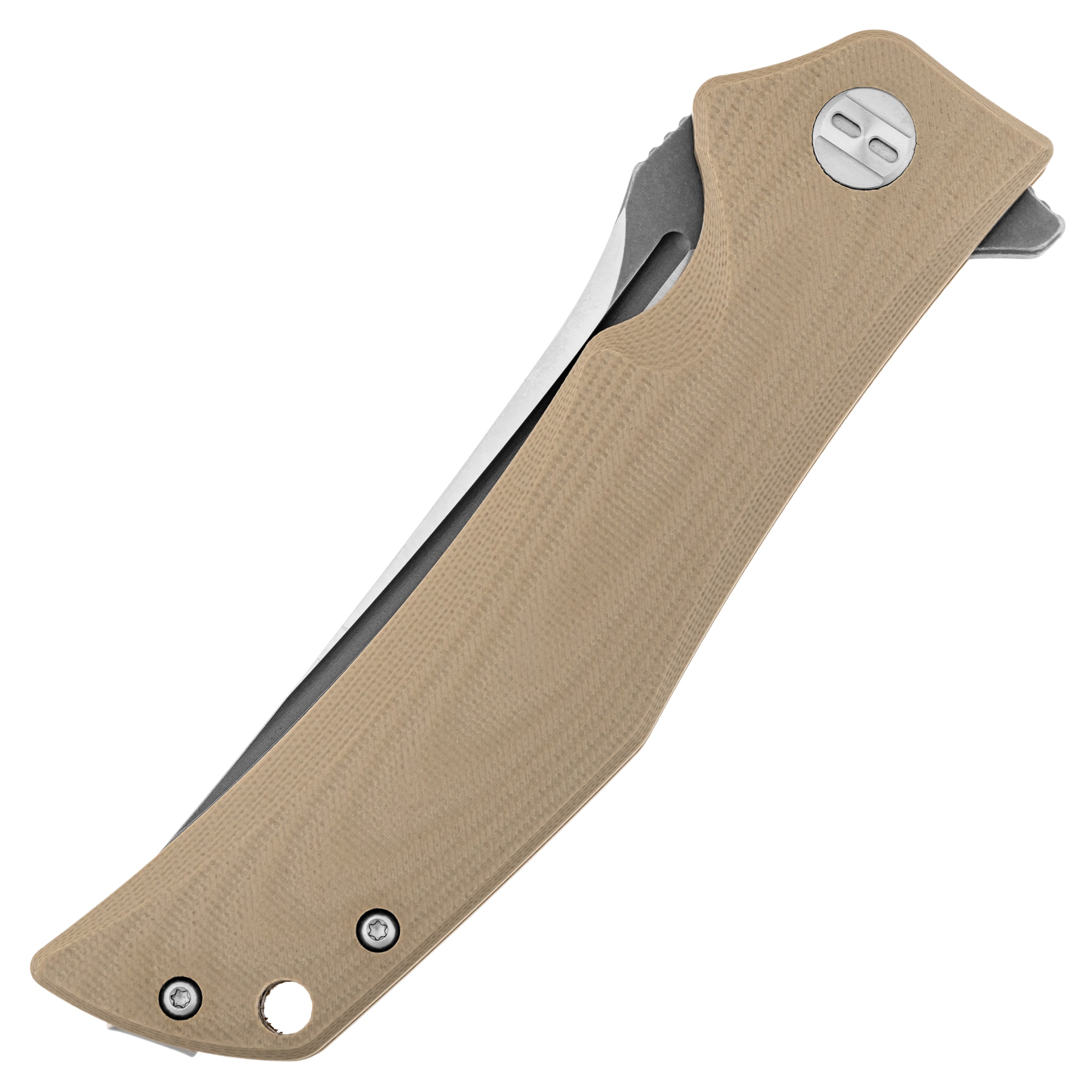 Bestech Knives Scimitar Folding Knife - Beige/Gray Satin
