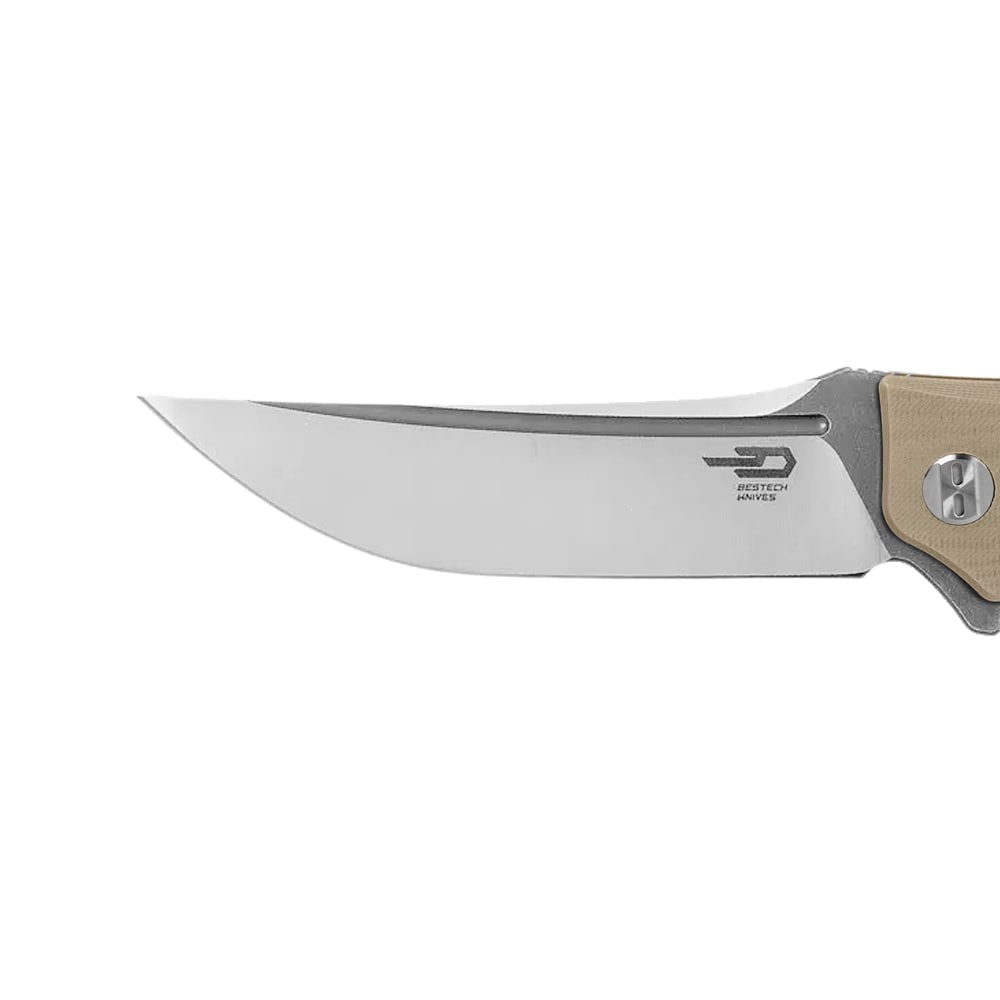 Bestech Knives Scimitar Folding Knife - Beige/Gray Satin