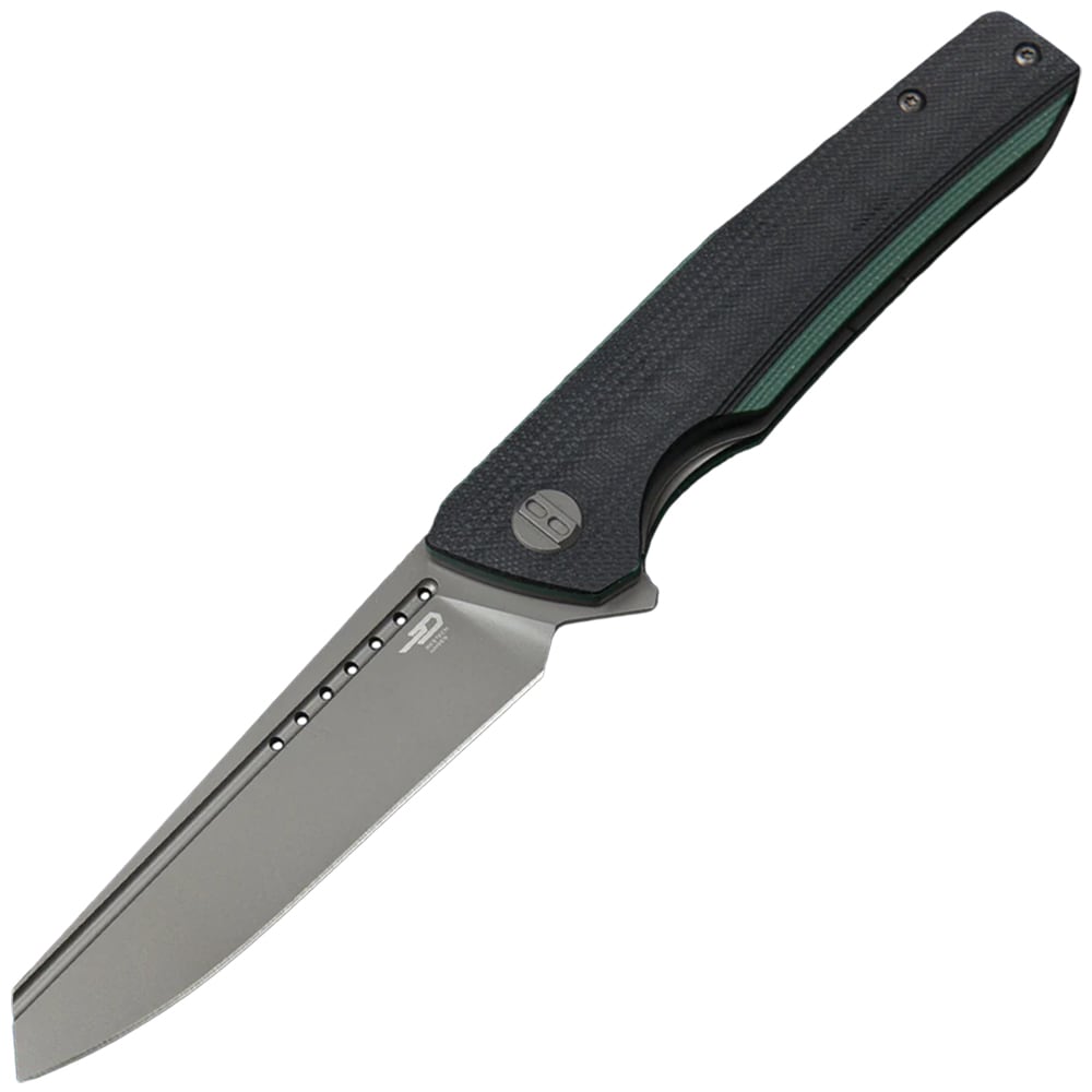 Bestech Knives Slyther Folding Knife - Grey Titanized, Green/Black G10